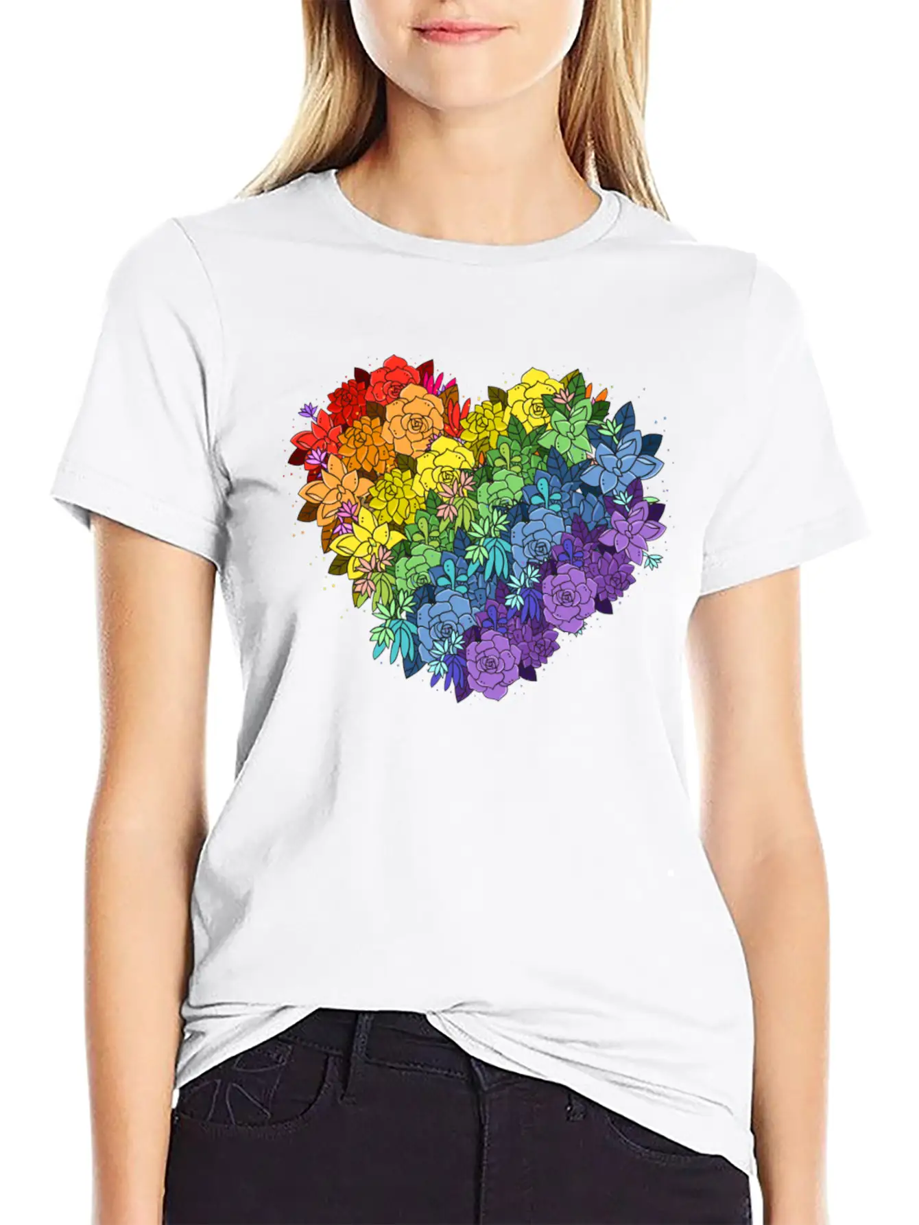 Floral Lgbt Heart Essential Unisex Summer Tee – Soft Cotton Casual Fit