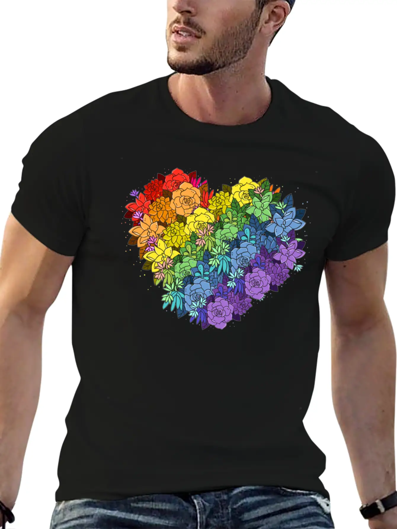 Floral Lgbt Heart Essential Unisex Summer Tee – Soft Cotton Casual Fit