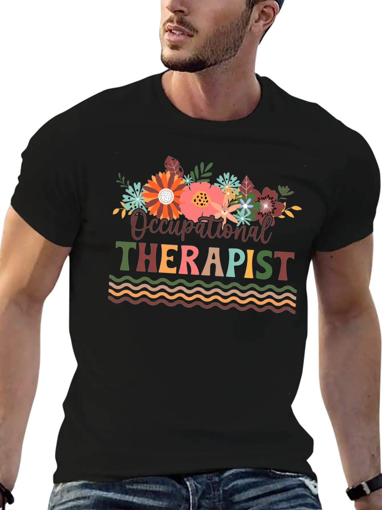 Floral Occupational Therapist Basic Graphic T-Shirt – Daily Comfort In Soft Cotton