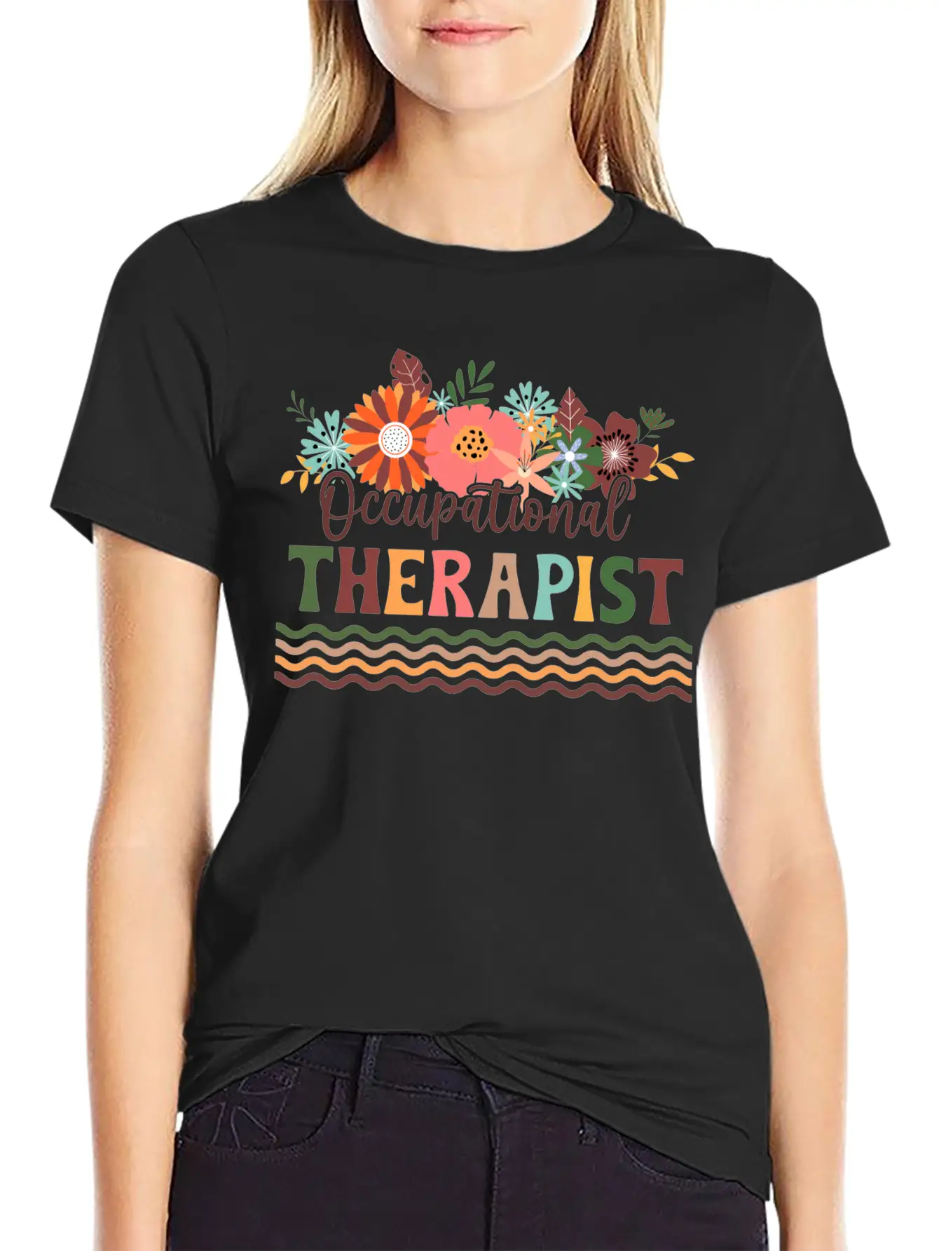 Floral Occupational Therapist Basic Graphic T-Shirt – Daily Comfort In Soft Cotton