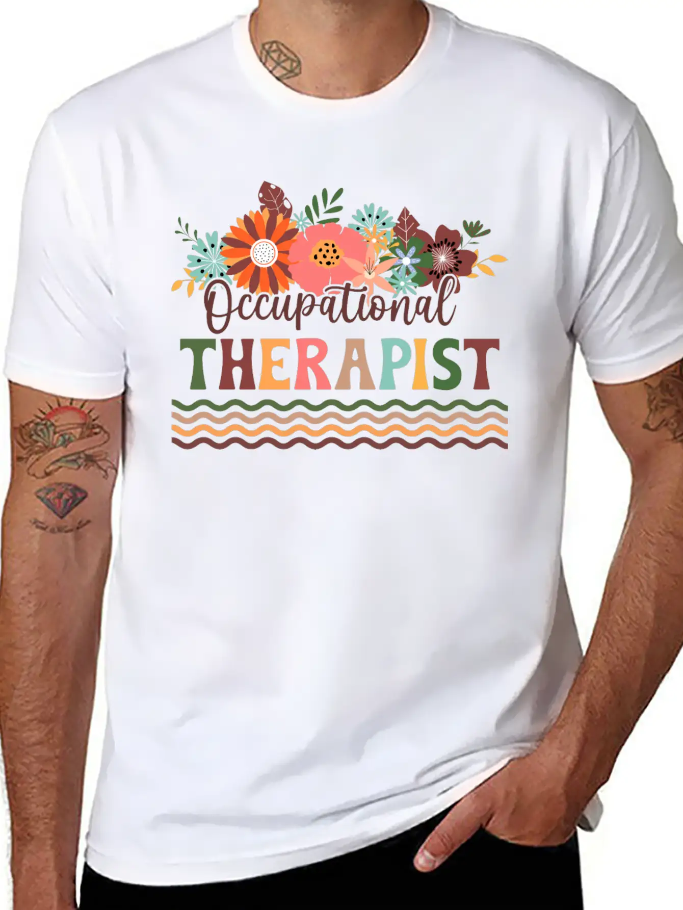 Floral Occupational Therapist Basic Graphic T-Shirt – Daily Comfort In Soft Cotton