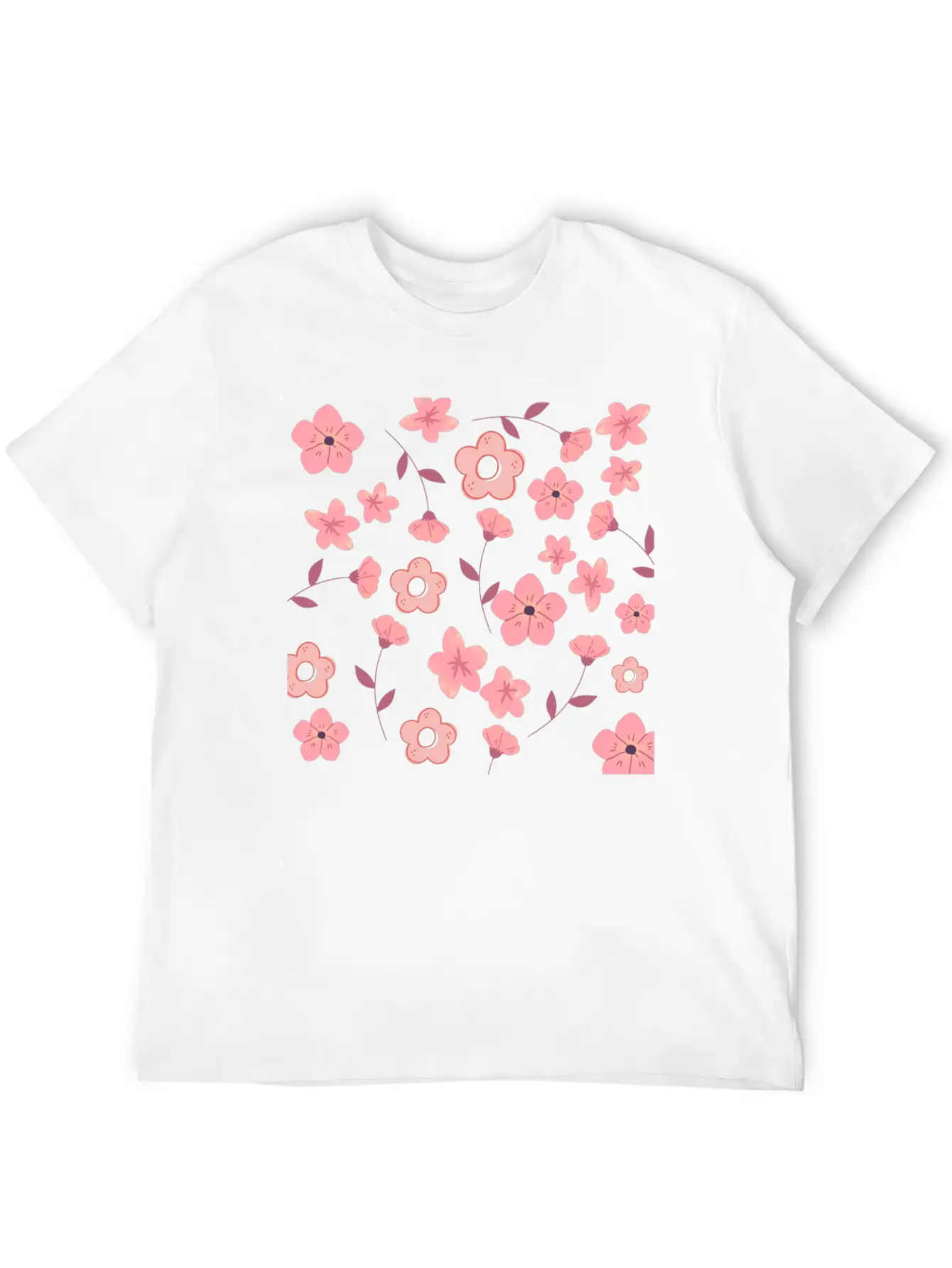 Floral Pattern Unisex Short Sleeve Soft Cotton T-Shirt – Casual Everyday Wear