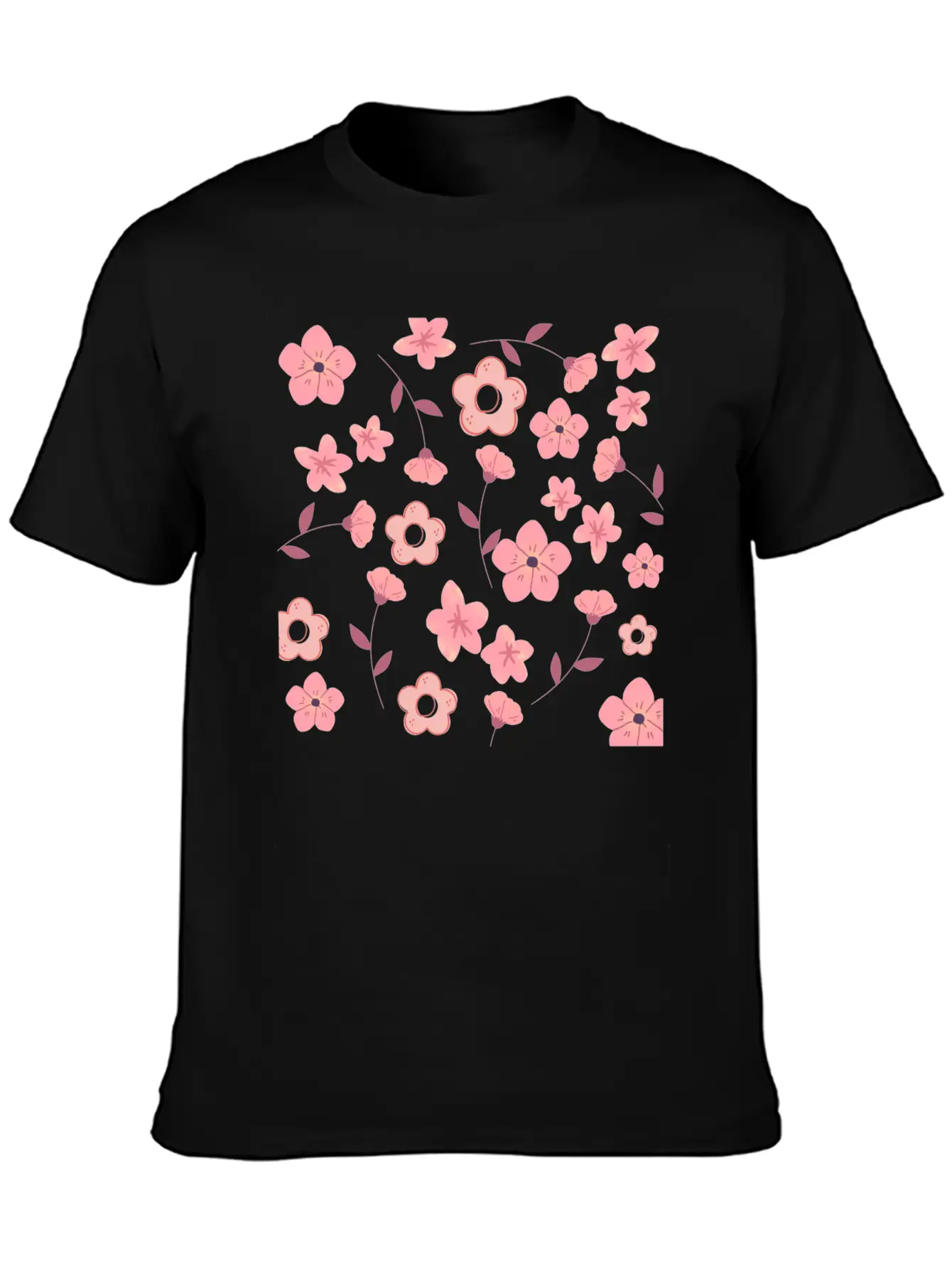 Floral Pattern Unisex Short Sleeve Soft Cotton T-Shirt – Casual Everyday Wear