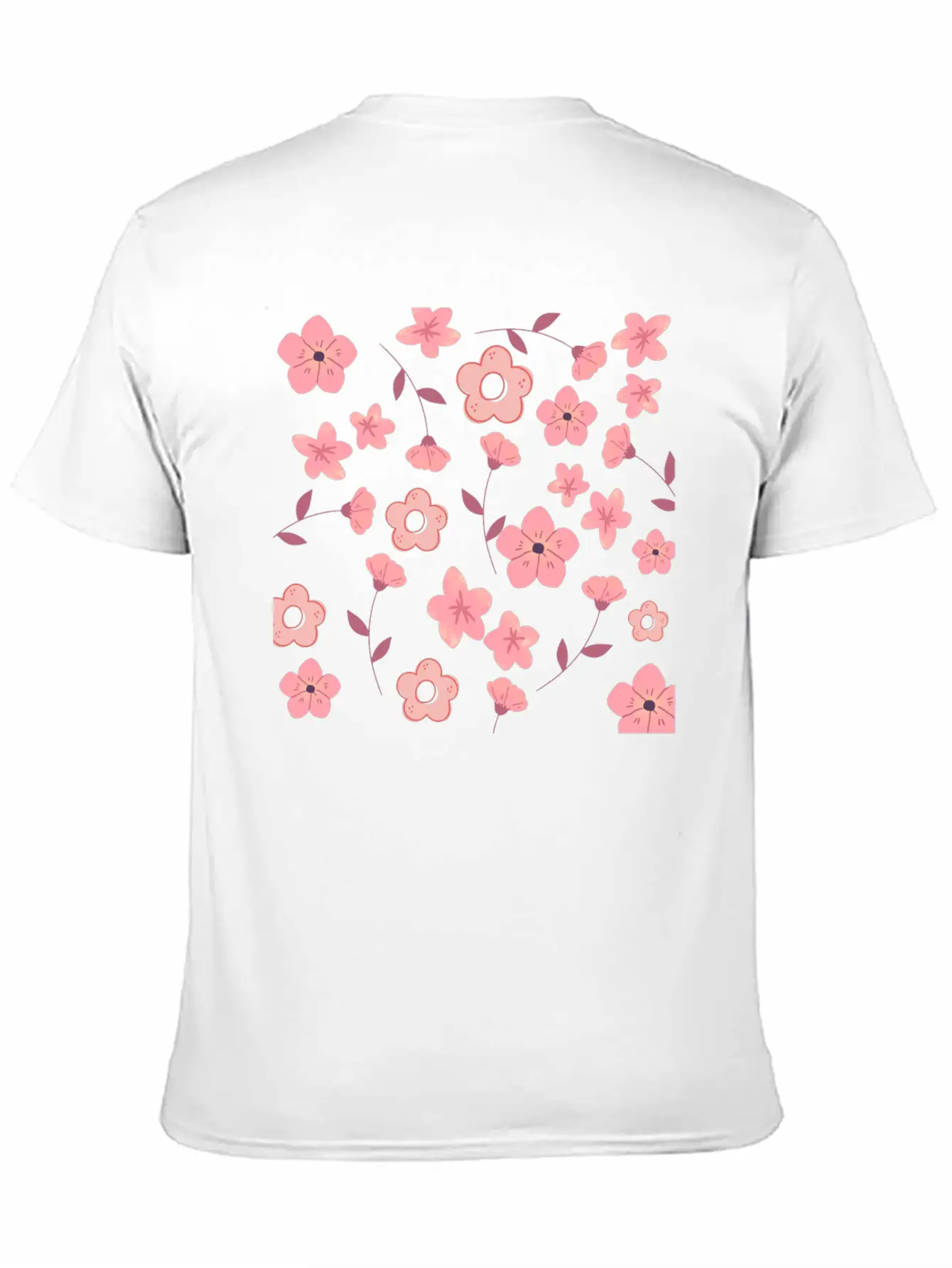 Floral Pattern Unisex Short Sleeve Soft Cotton T-Shirt – Casual Everyday Wear