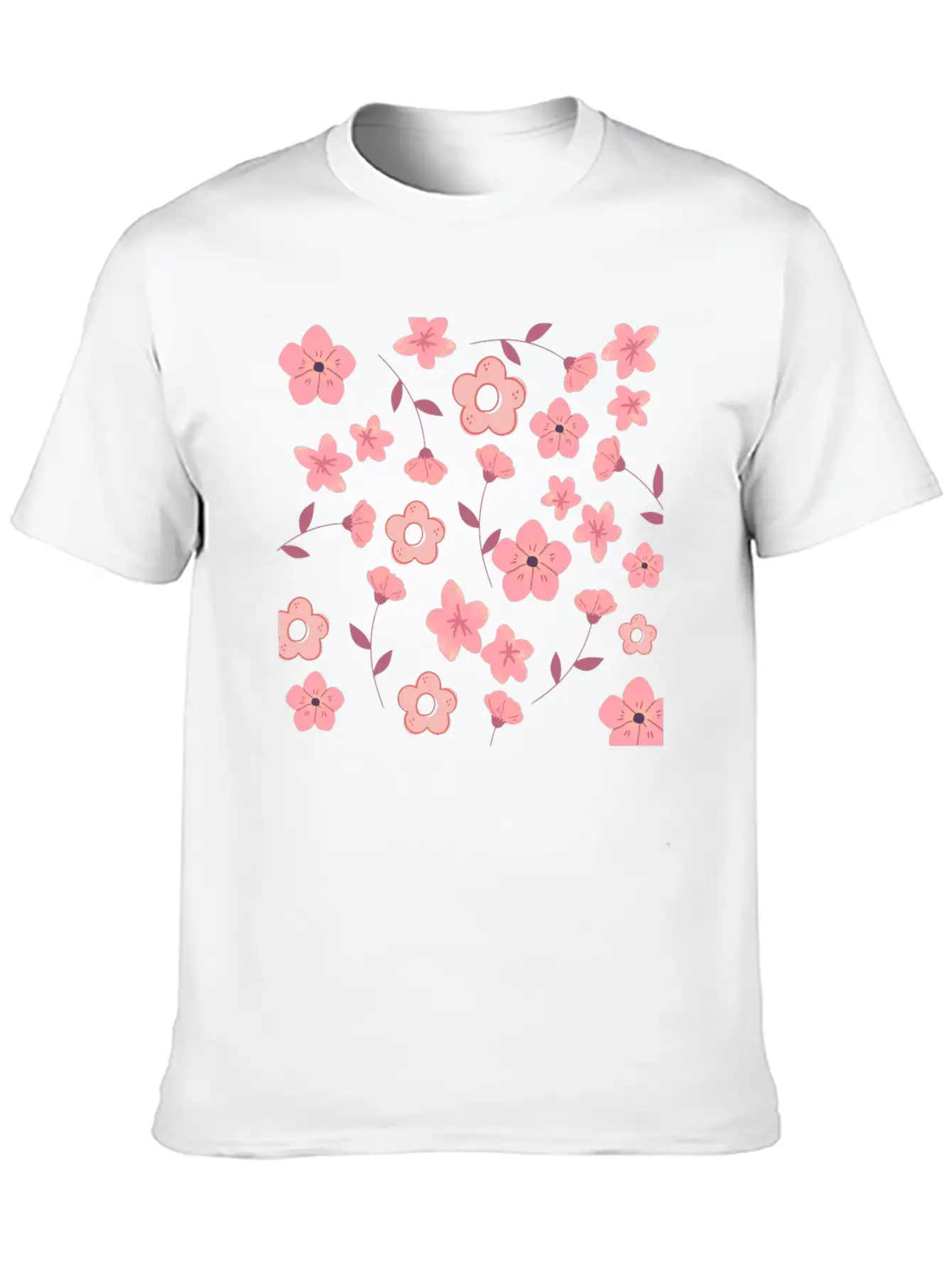 Floral Pattern Unisex Short Sleeve Soft Cotton T-Shirt – Casual Everyday Wear