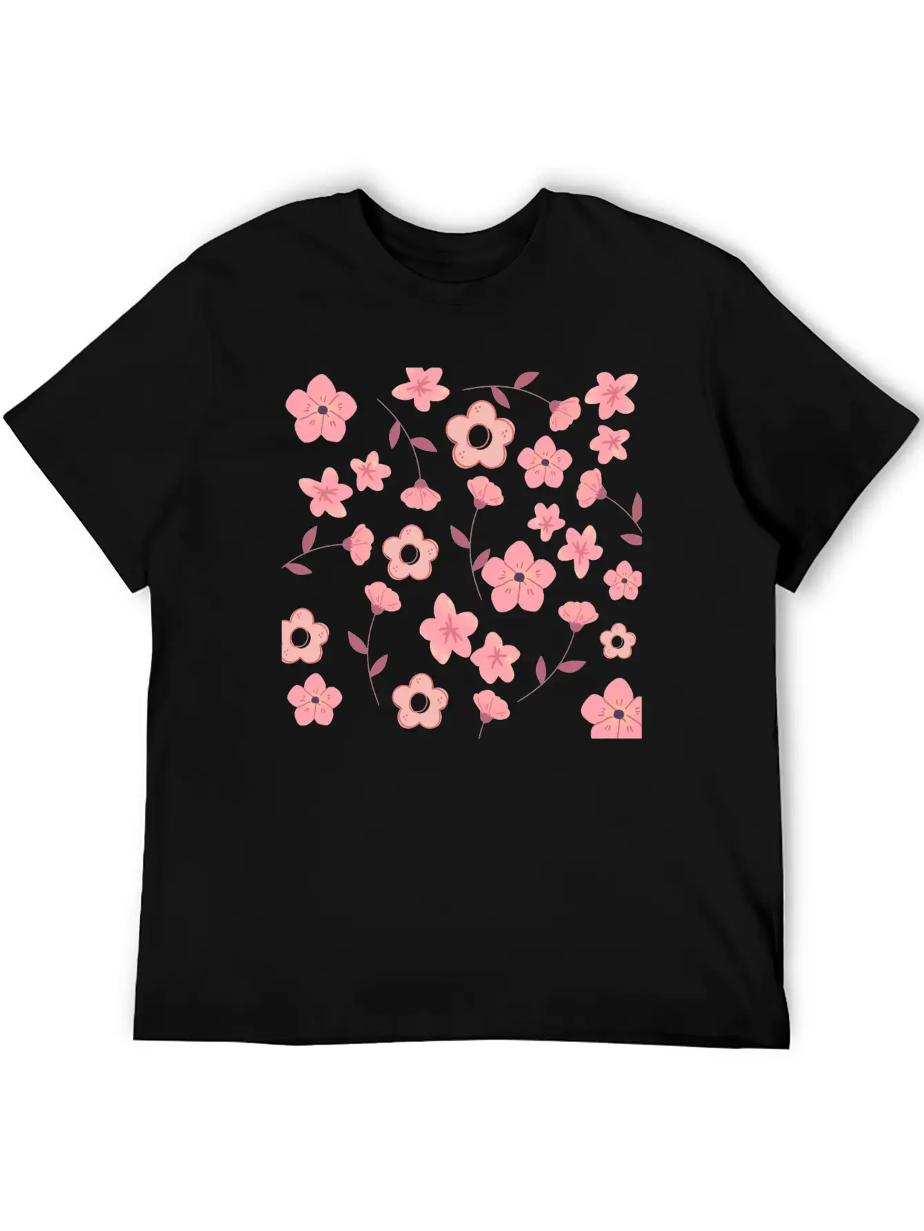 Floral Pattern Unisex Short Sleeve Soft Cotton T-Shirt – Casual Everyday Wear