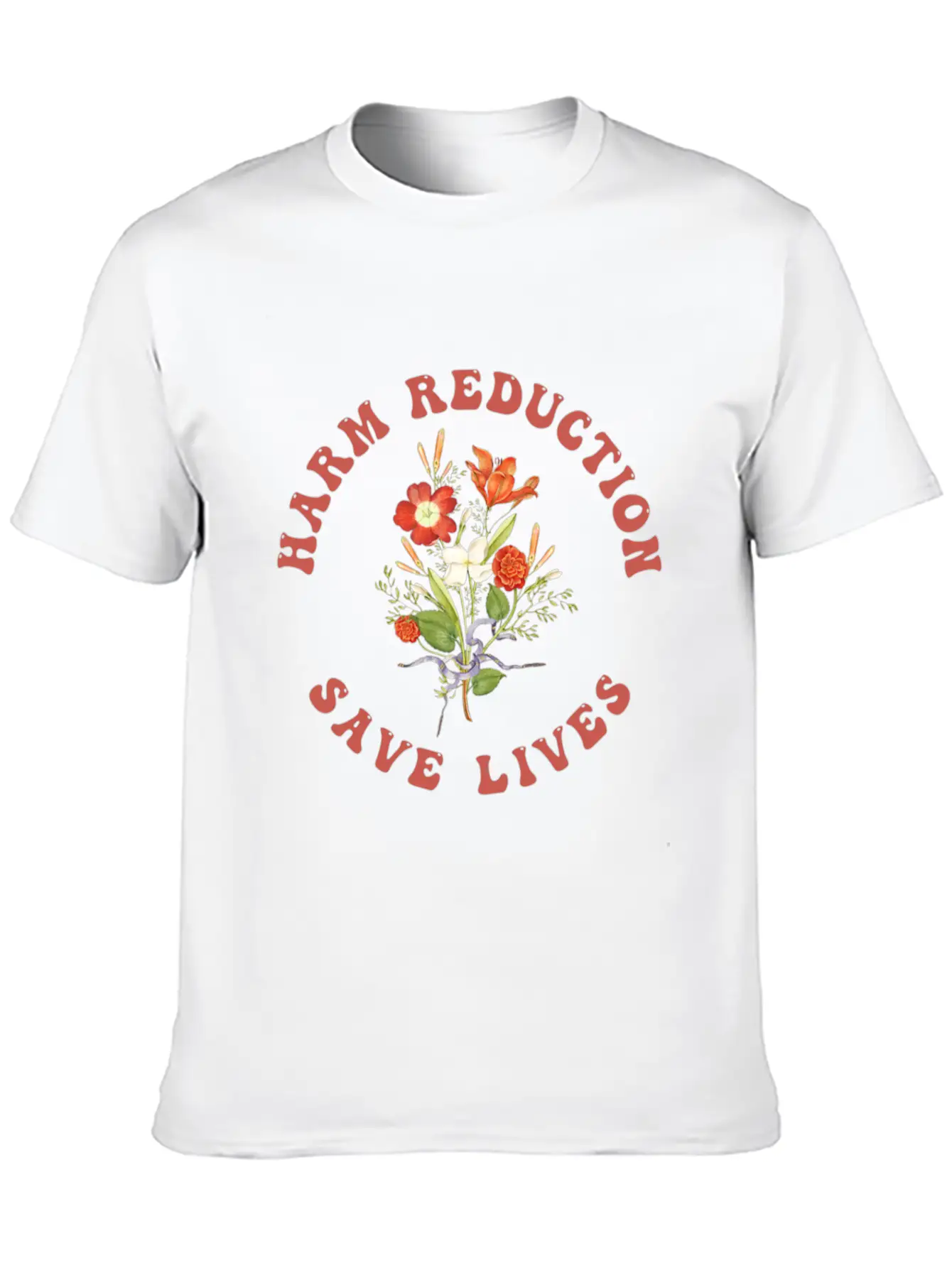 Floral Vibe Harm Reduction Basic Graphic T-Shirt – Daily Comfort In Soft Cotton