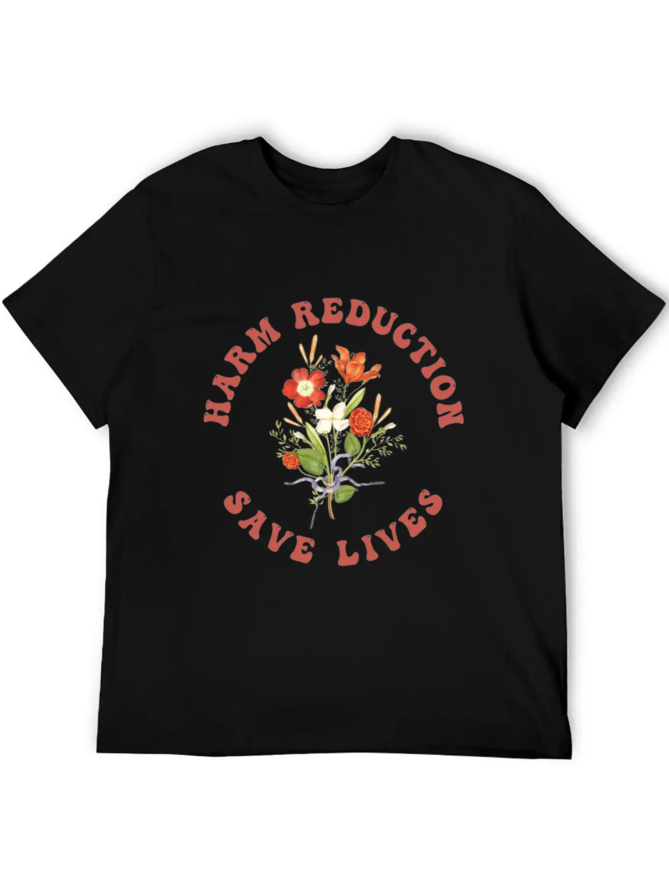 Floral Vibe Harm Reduction Basic Graphic T-Shirt – Daily Comfort In Soft Cotton