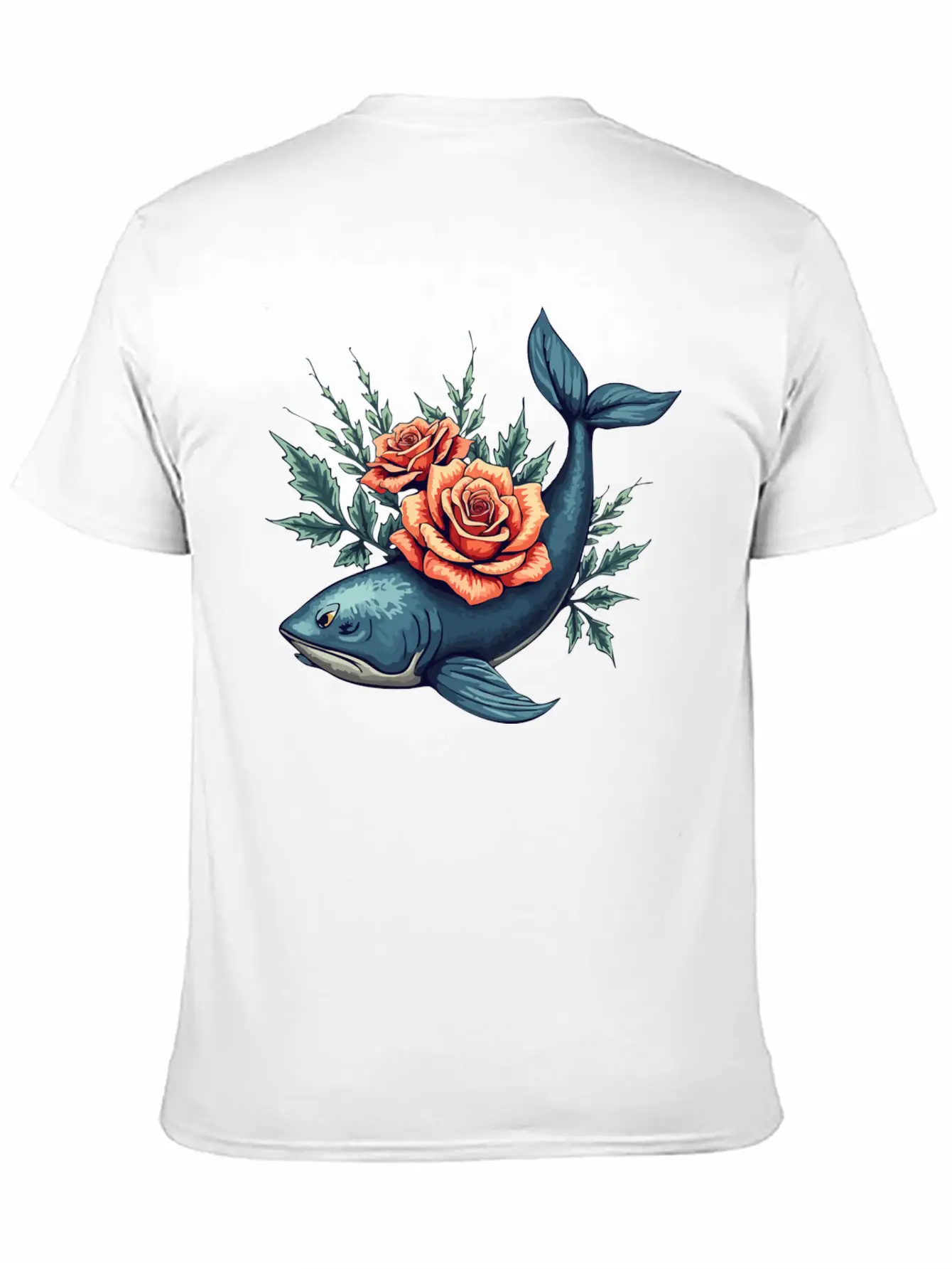 Floral Whale A Fusion Of Nature And Creativity Unisex Short Sleeve Soft Cotton T-Shirt – Casual Everyday Wear