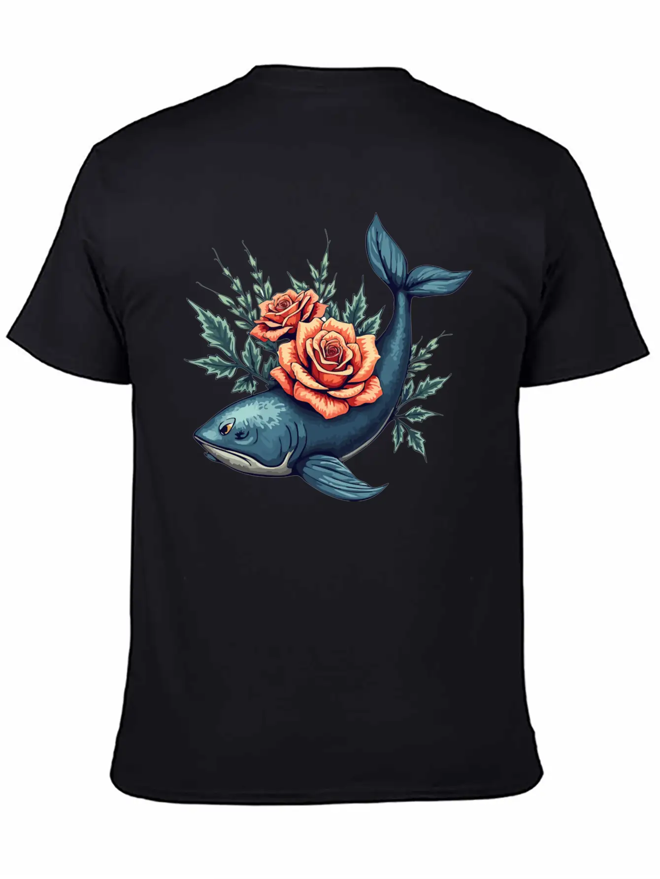 Floral Whale A Fusion Of Nature And Creativity Unisex Short Sleeve Soft Cotton T-Shirt – Casual Everyday Wear