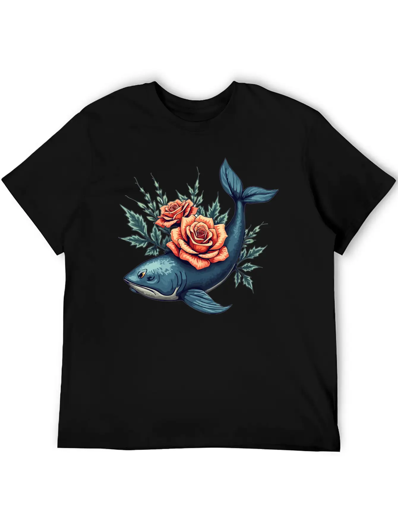 Floral Whale A Fusion Of Nature And Creativity Unisex Short Sleeve Soft Cotton T-Shirt – Casual Everyday Wear