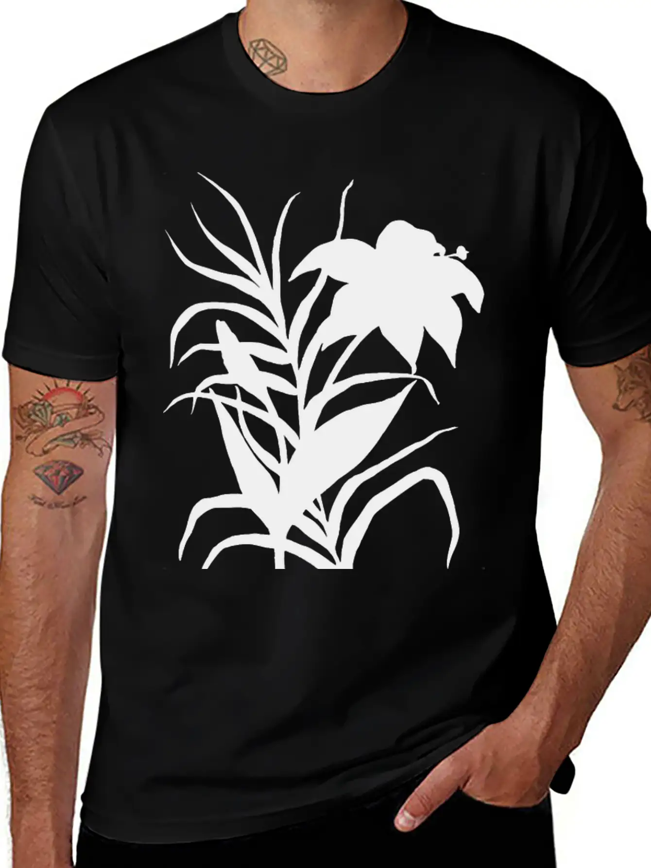 Flower 3 (silhouette) Stylish Everyday T-Shirt – Unisex Basic Cotton Tee