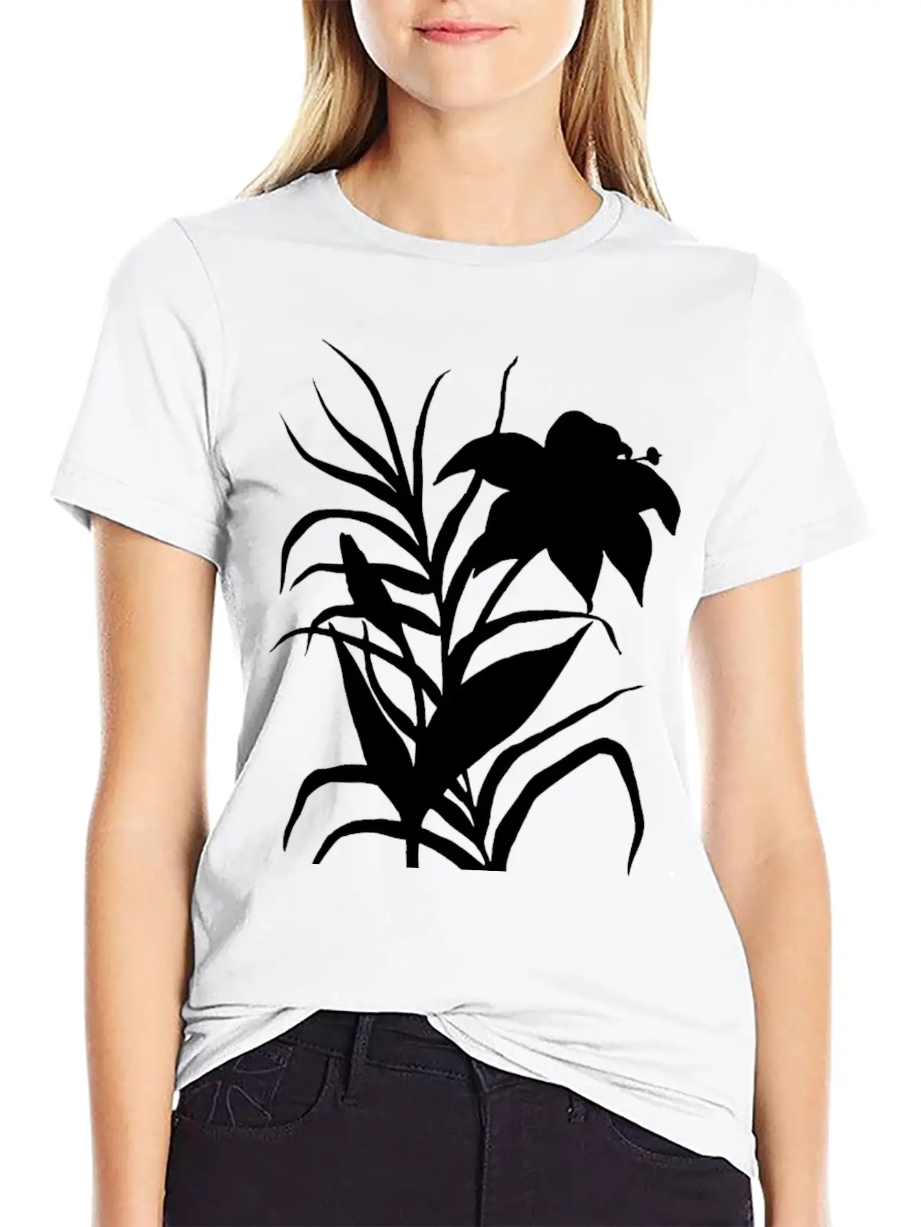 Flower 3 (silhouette) Stylish Everyday T-Shirt – Unisex Basic Cotton Tee