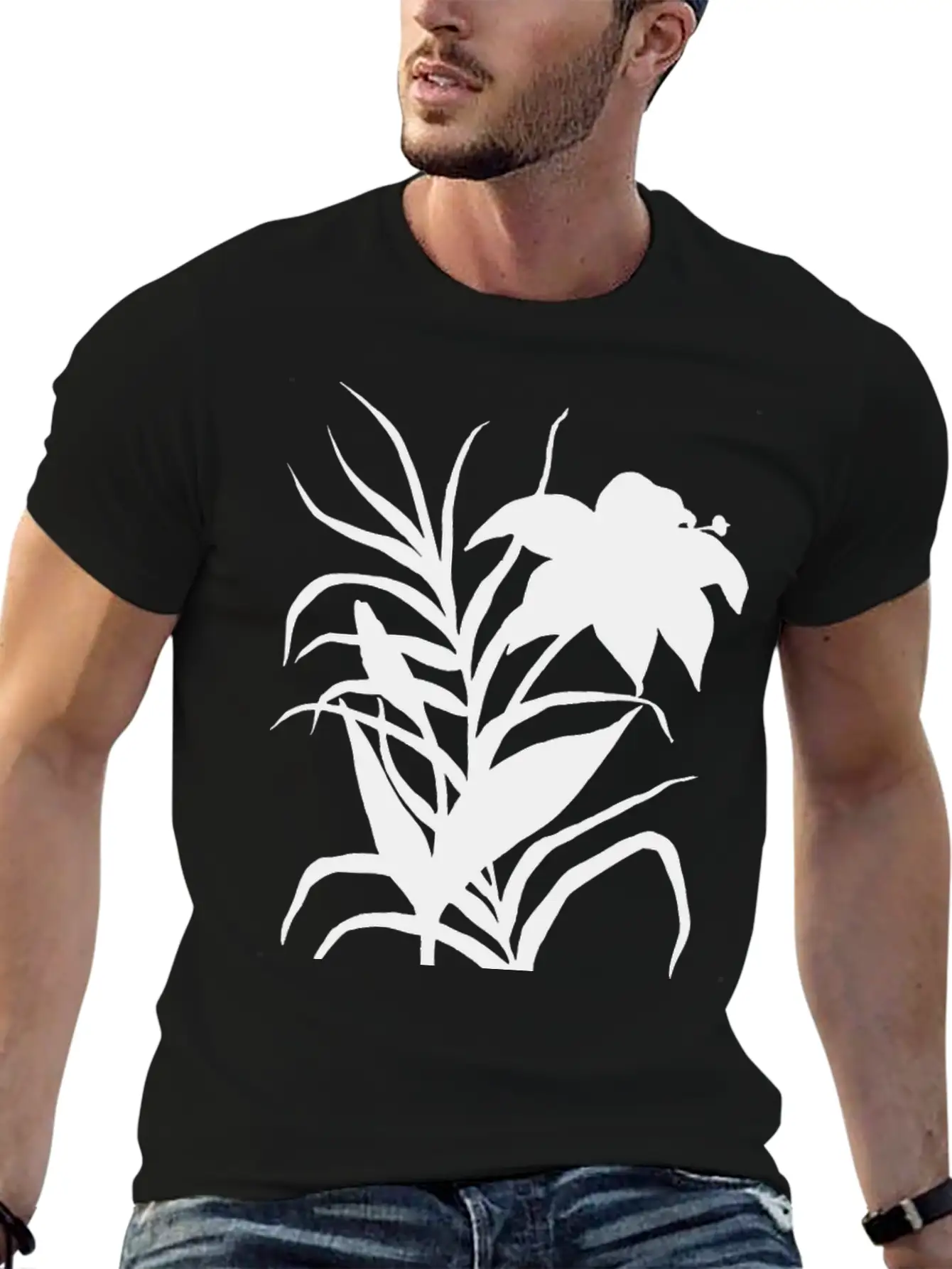 Flower 3 (silhouette) Stylish Everyday T-Shirt – Unisex Basic Cotton Tee
