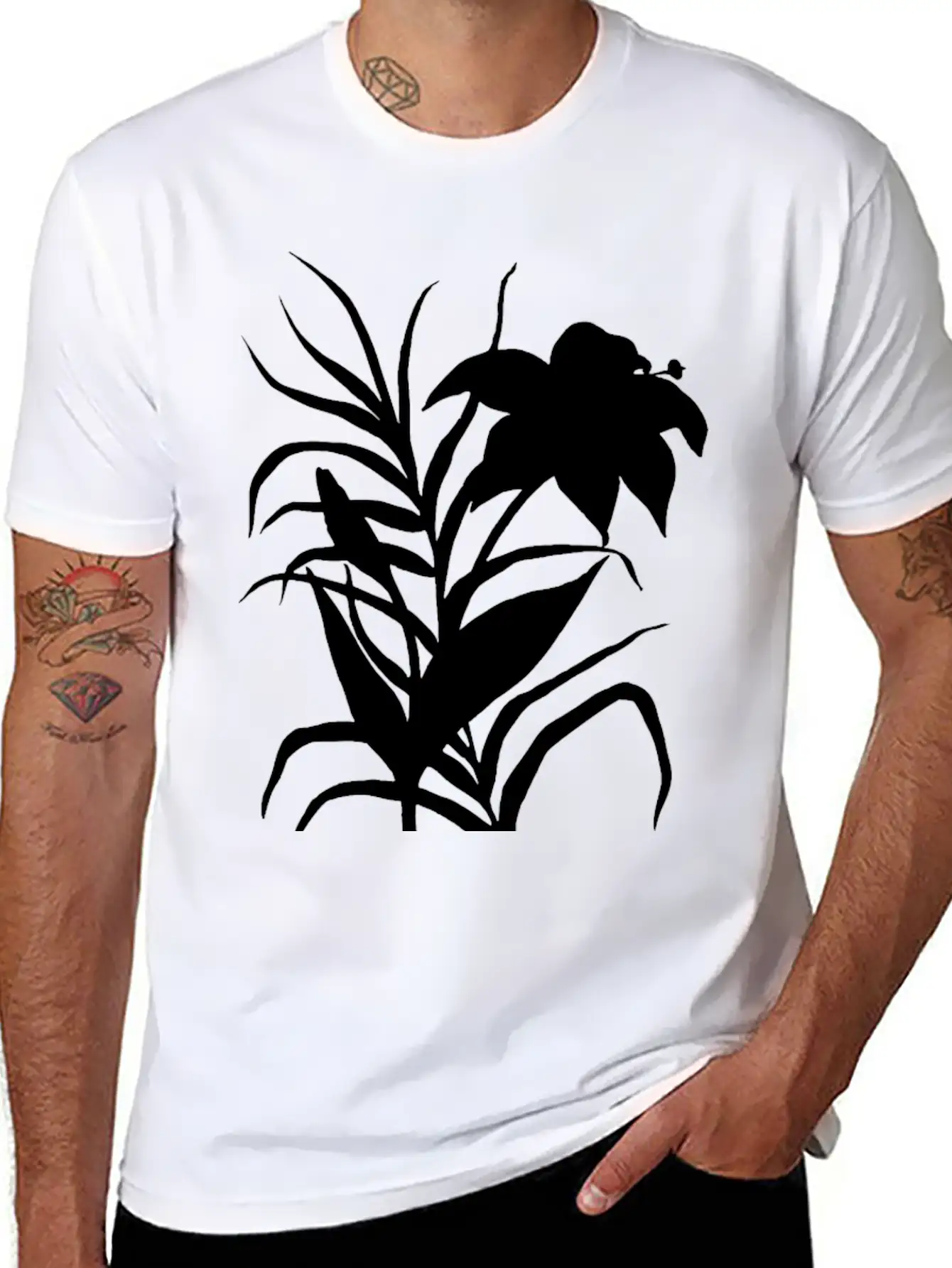 Flower 3 (silhouette) Stylish Everyday T-Shirt – Unisex Basic Cotton Tee