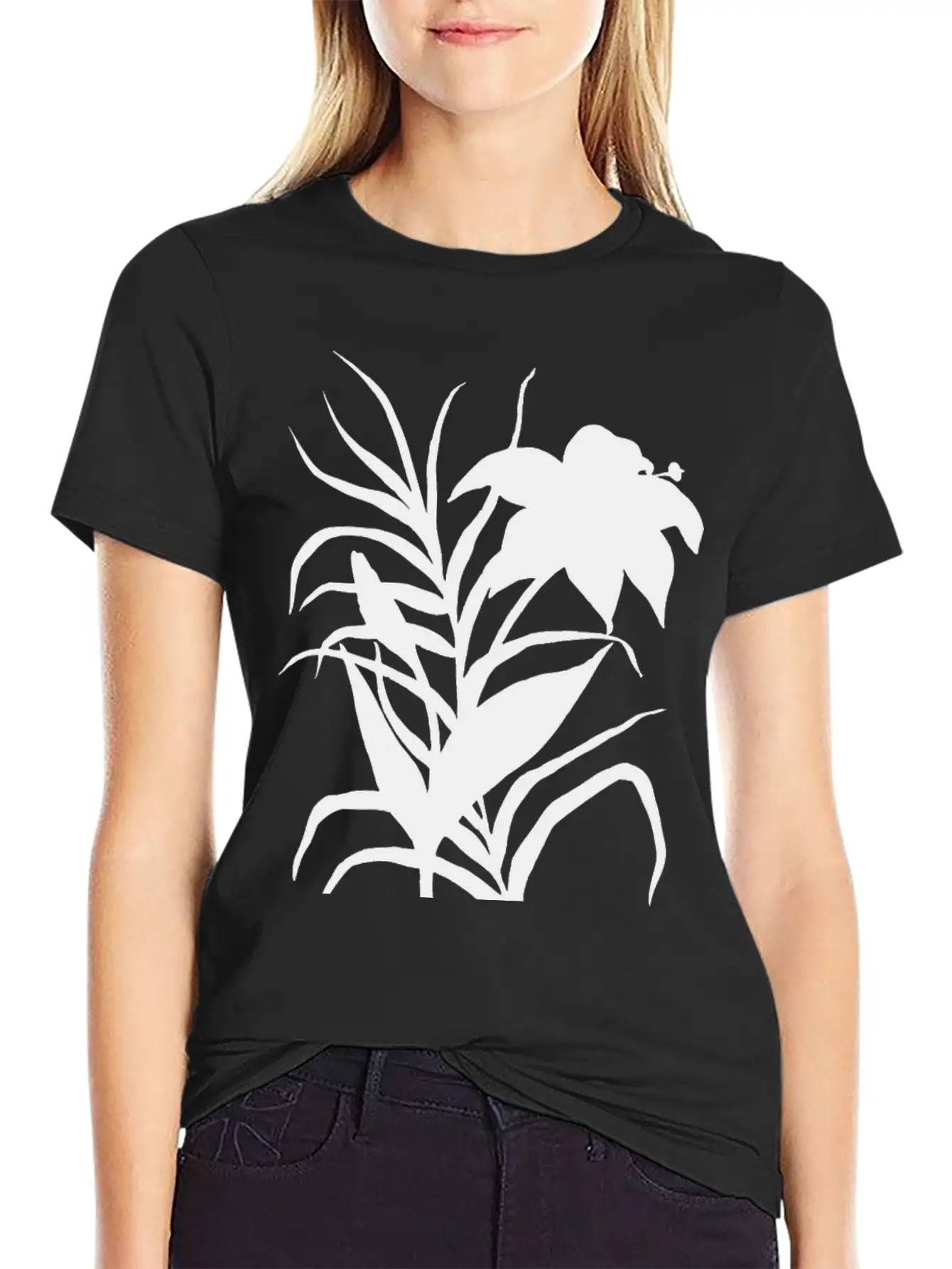 Flower 3 (silhouette) Stylish Everyday T-Shirt – Unisex Basic Cotton Tee