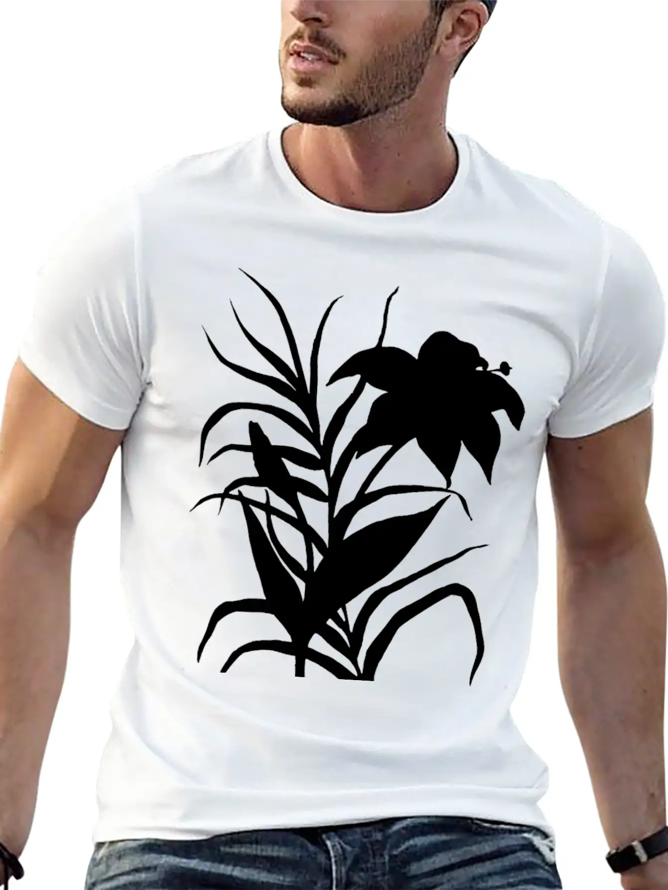 Flower 3 (silhouette) Stylish Everyday T-Shirt – Unisex Basic Cotton Tee