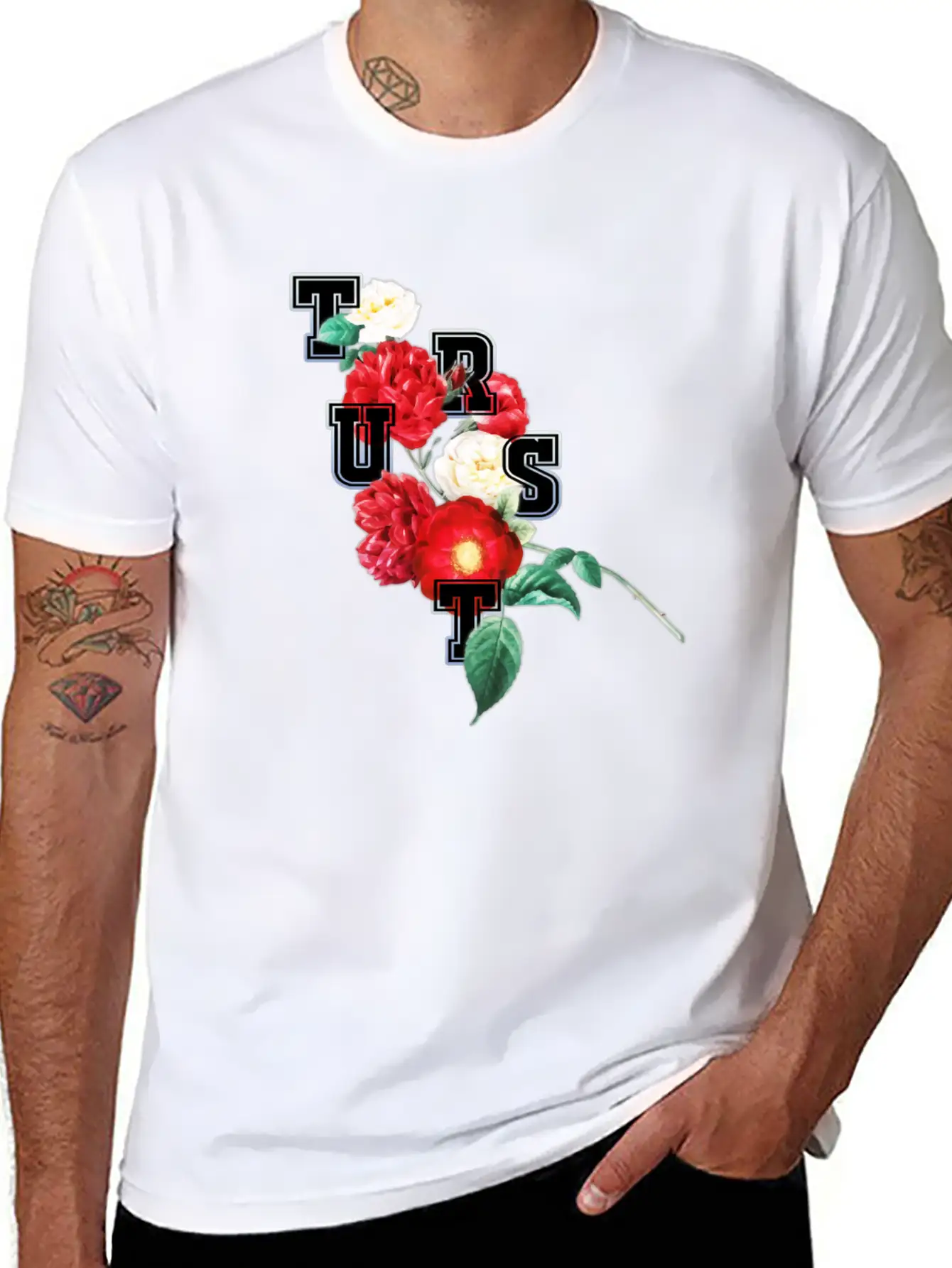 Flower And Trust Stylish Everyday T-Shirt – Unisex Basic Cotton Tee
