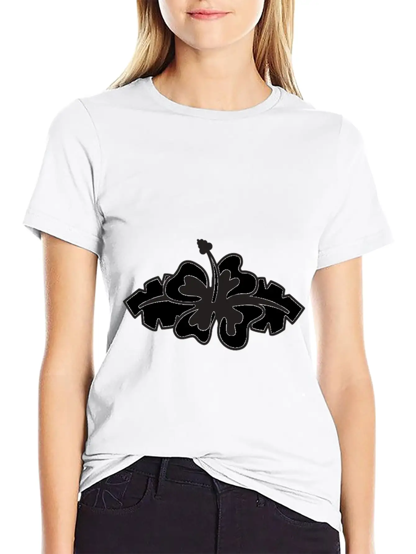 Flower Comfortable Minimalist Graphic Tee – Summer Style Essential