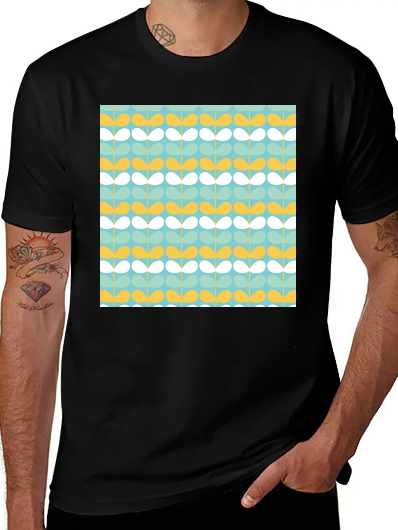 Flower Stem Pattern Unisex Short Sleeve Soft Cotton T-Shirt – Casual Everyday Wear