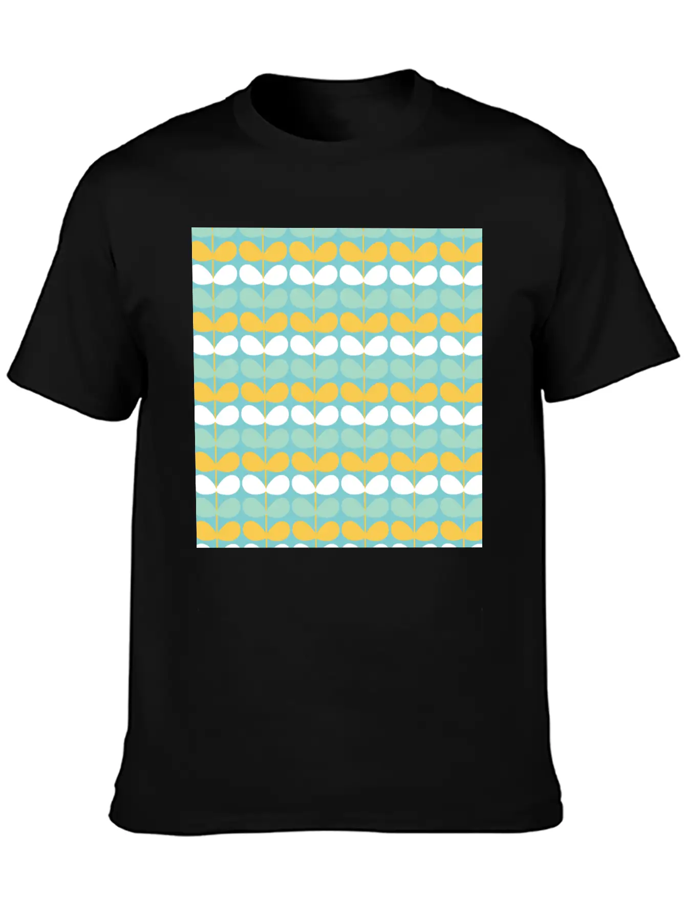 Flower Stem Pattern Unisex Short Sleeve Soft Cotton T-Shirt – Casual Everyday Wear