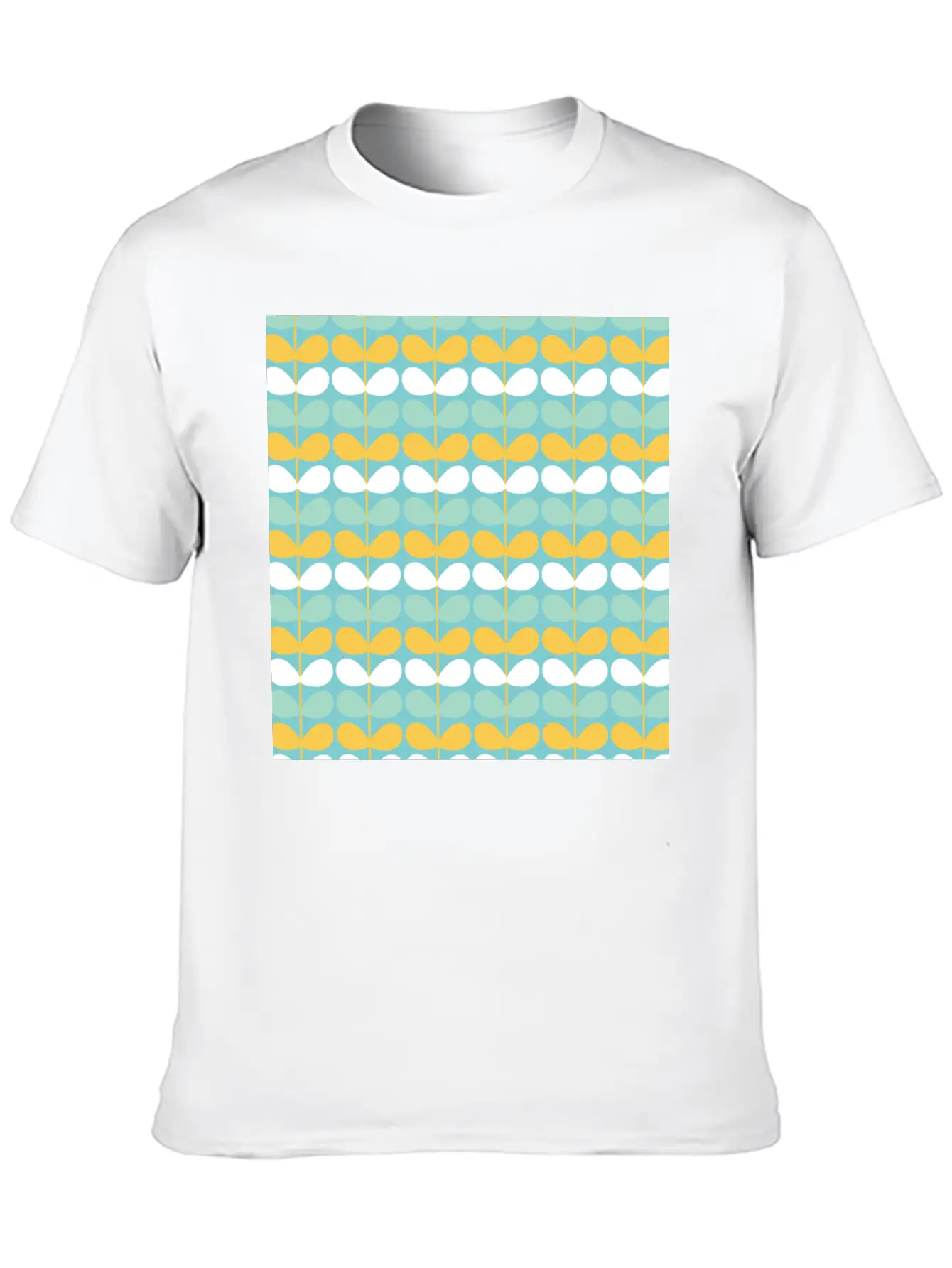 Flower Stem Pattern Unisex Short Sleeve Soft Cotton T-Shirt – Casual Everyday Wear