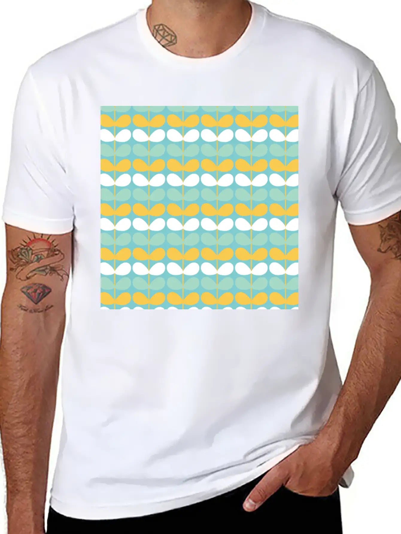 Flower Stem Pattern Unisex Short Sleeve Soft Cotton T-Shirt – Casual Everyday Wear