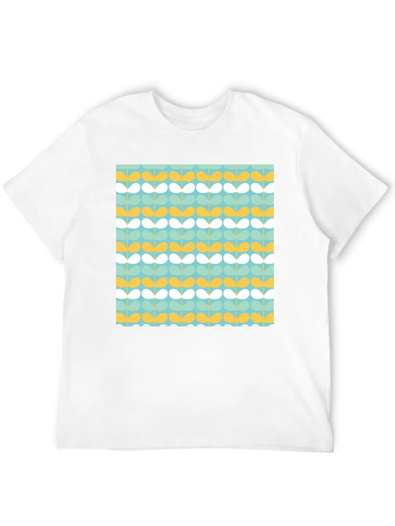 Flower Stem Pattern Unisex Short Sleeve Soft Cotton T-Shirt – Casual Everyday Wear