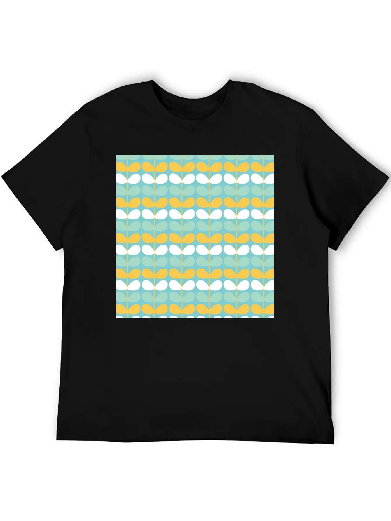 Flower Stem Pattern Unisex Short Sleeve Soft Cotton T-Shirt – Casual Everyday Wear