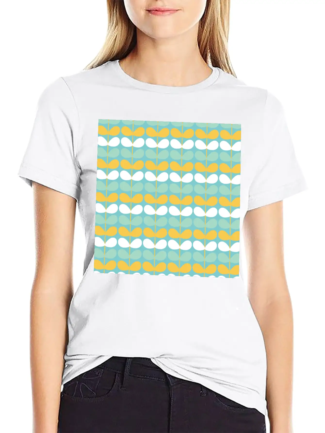 Flower Stem Pattern Unisex Short Sleeve Soft Cotton T-Shirt – Casual Everyday Wear