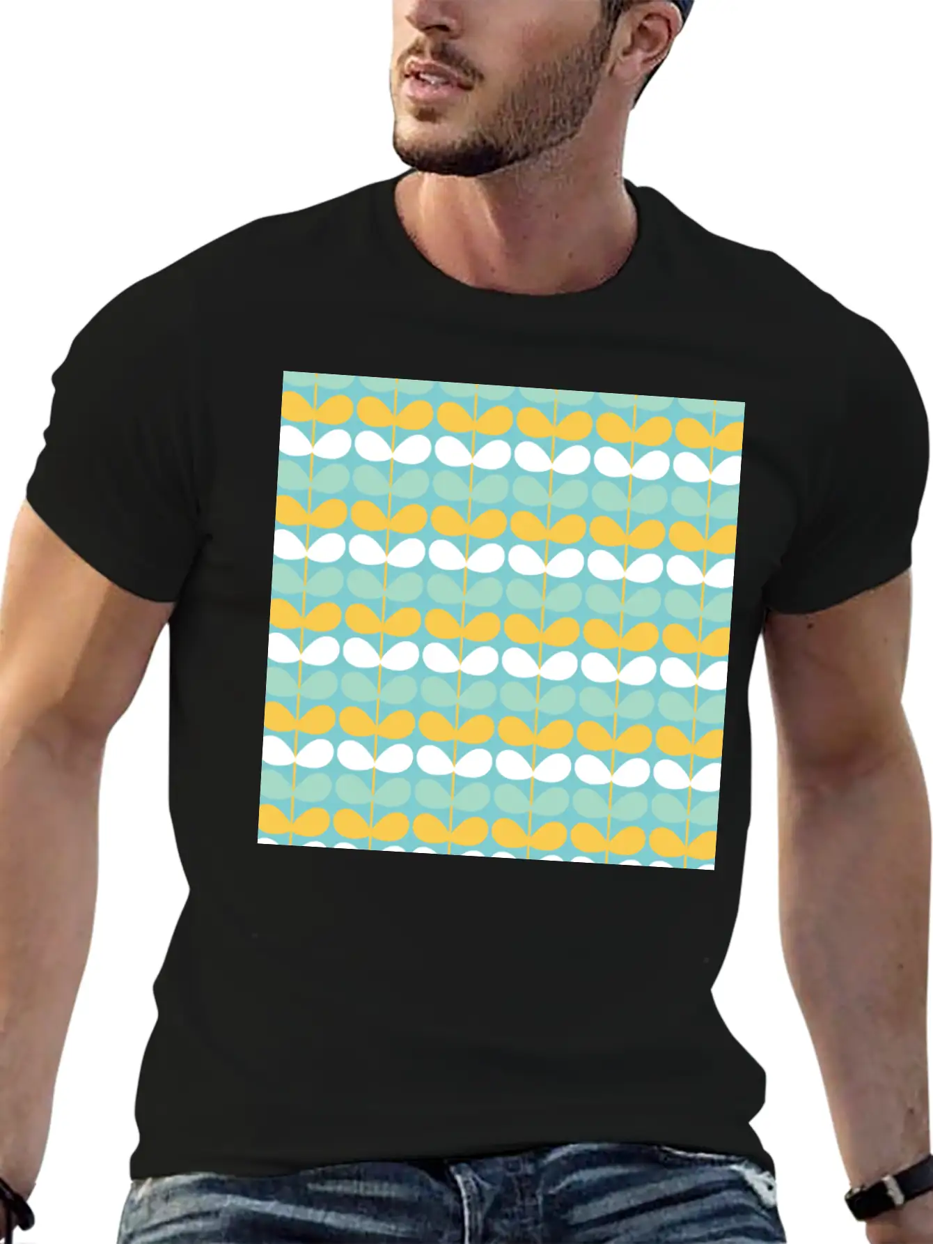 Flower Stem Pattern Unisex Short Sleeve Soft Cotton T-Shirt – Casual Everyday Wear