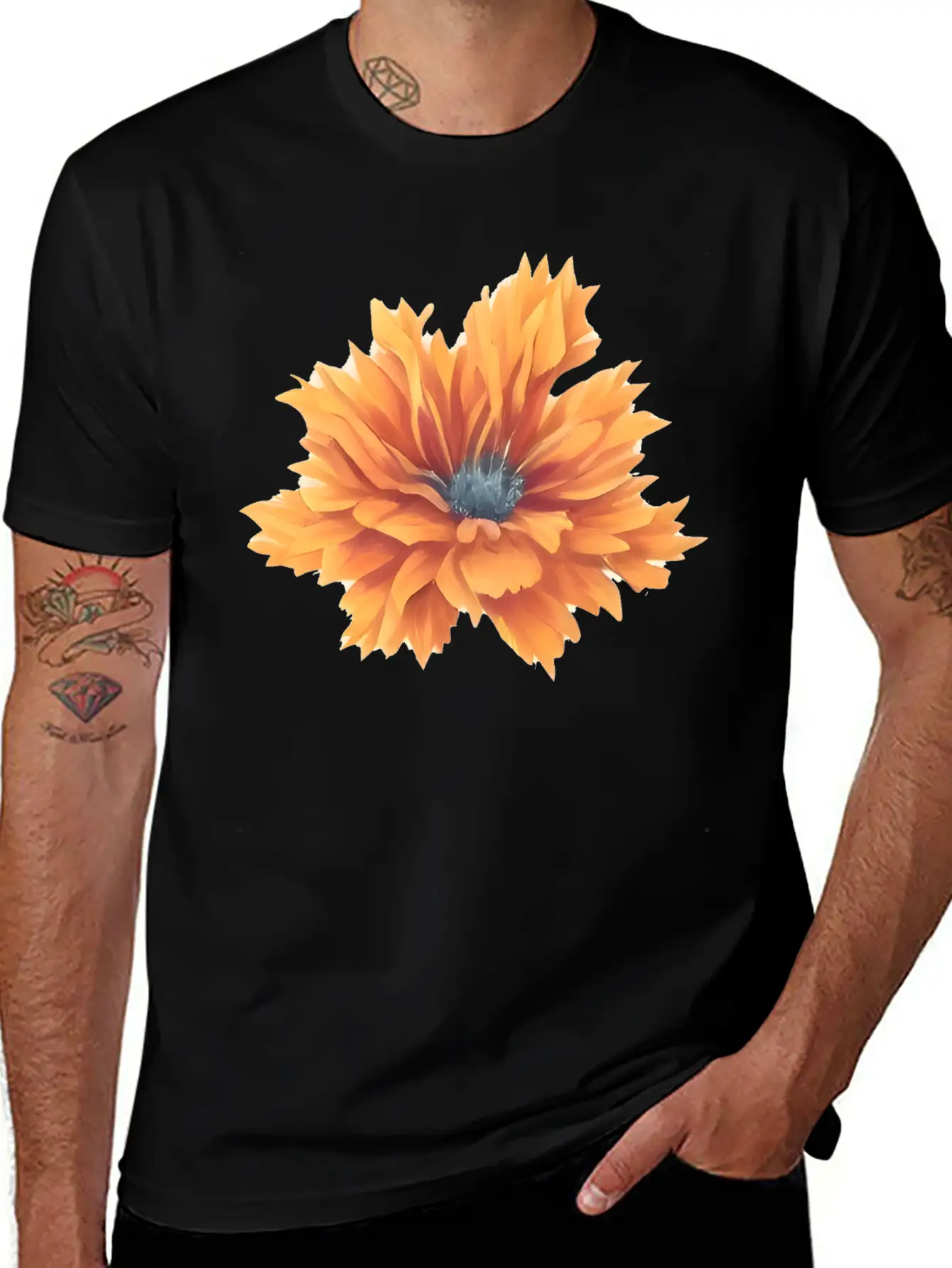 Flower Watercolor Unisex Short Sleeve Soft Cotton T-Shirt – Casual Everyday Wear