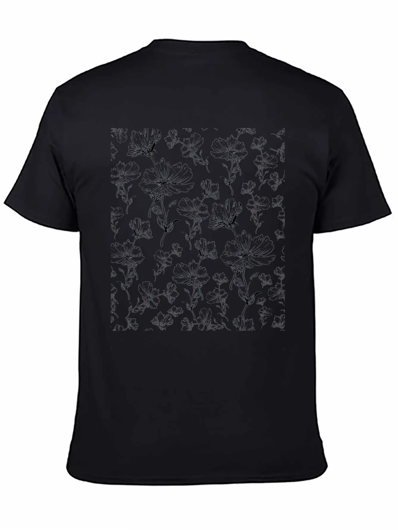 Flowers Ink Sketch Pattern Unisex Short Sleeve Soft Cotton T-Shirt – Casual Everyday Wear