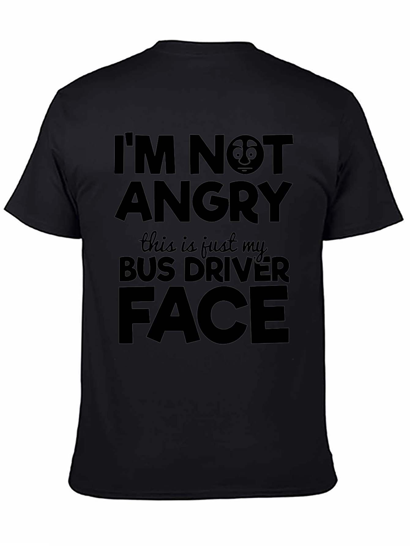 Funny Bus Driver Face T-Shirt - Black