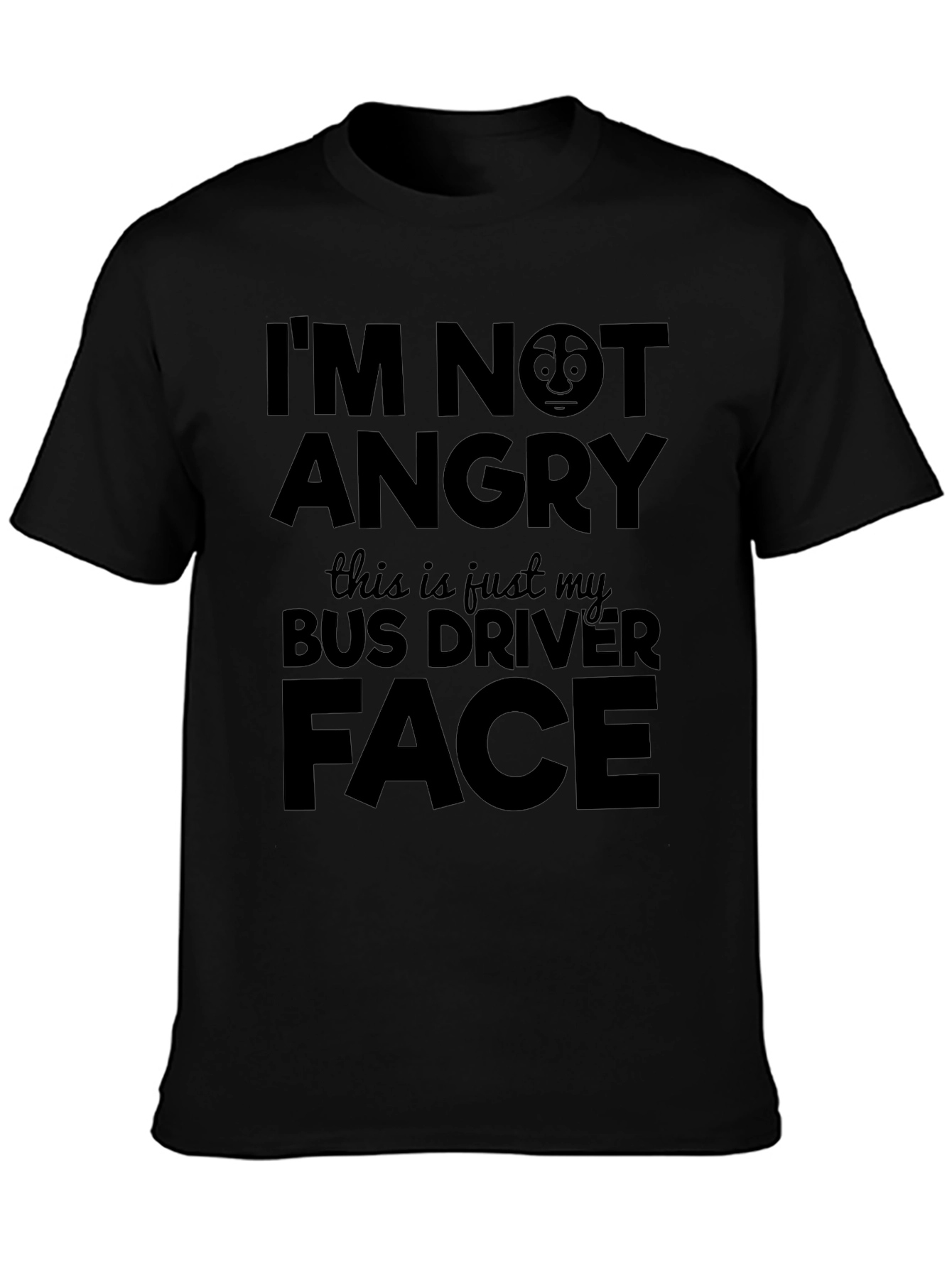 Funny Bus Driver Face T-Shirt - Black