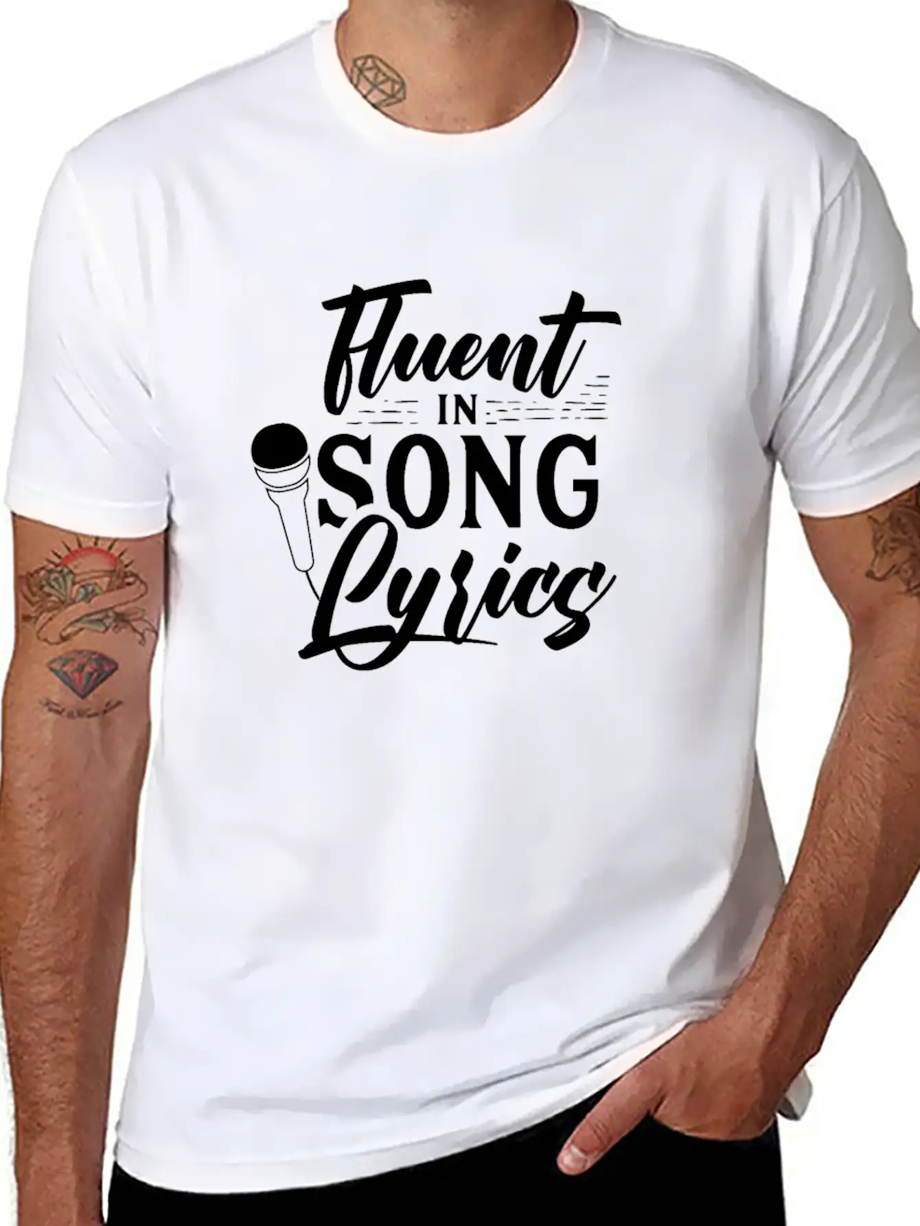 Fluent In Song Lyrics Singer Choir Singing Sing Stylish Everyday T-Shirt – Unisex Basic Cotton Tee