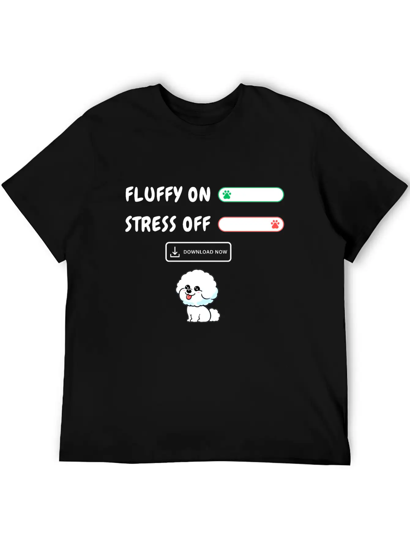 Fluffy On Stress Off Stylish Everyday T-Shirt – Unisex Basic Cotton Tee