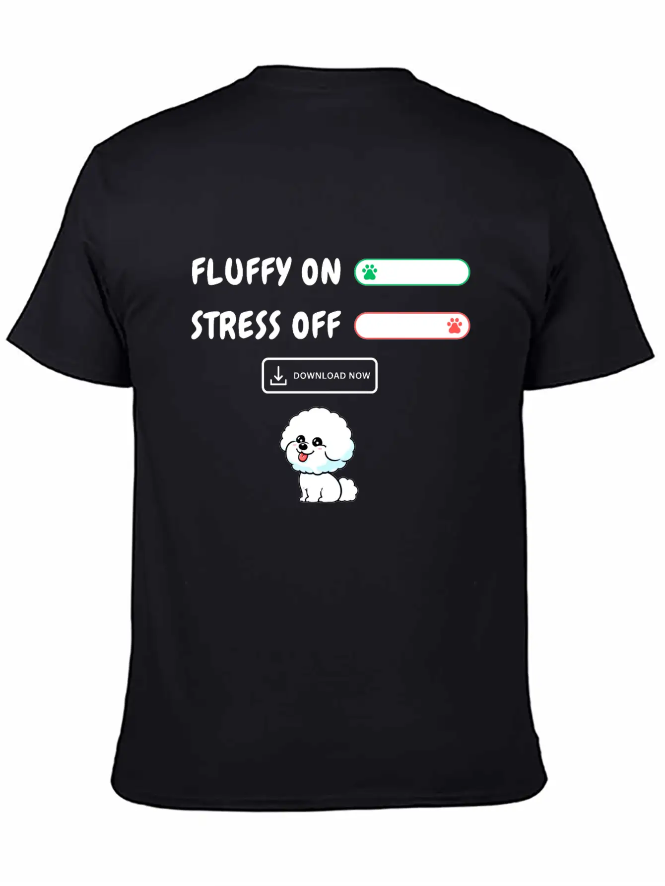 Fluffy On Stress Off Stylish Everyday T-Shirt – Unisex Basic Cotton Tee