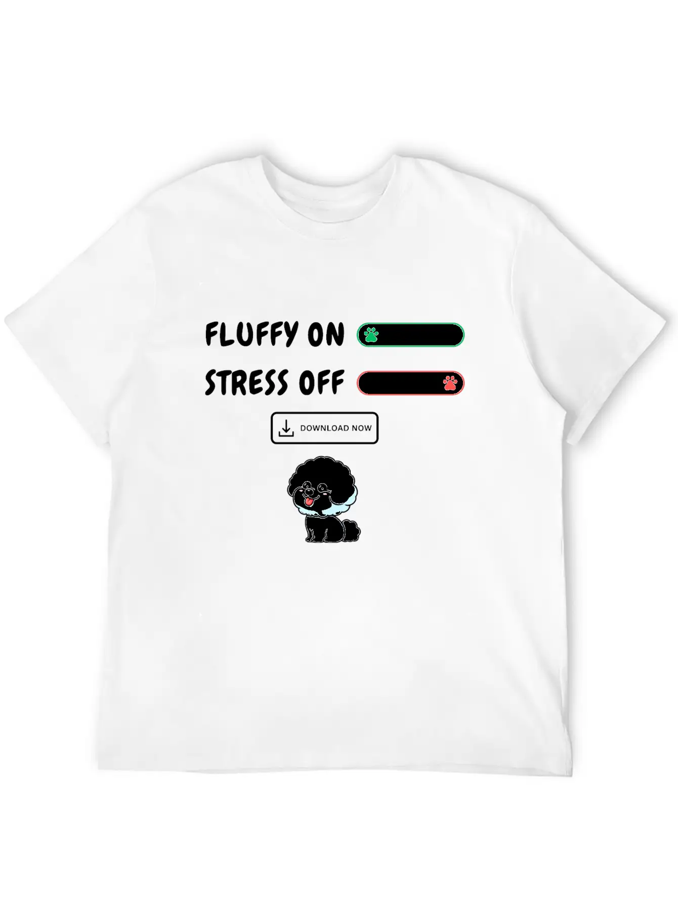 Fluffy On Stress Off Stylish Everyday T-Shirt – Unisex Basic Cotton Tee