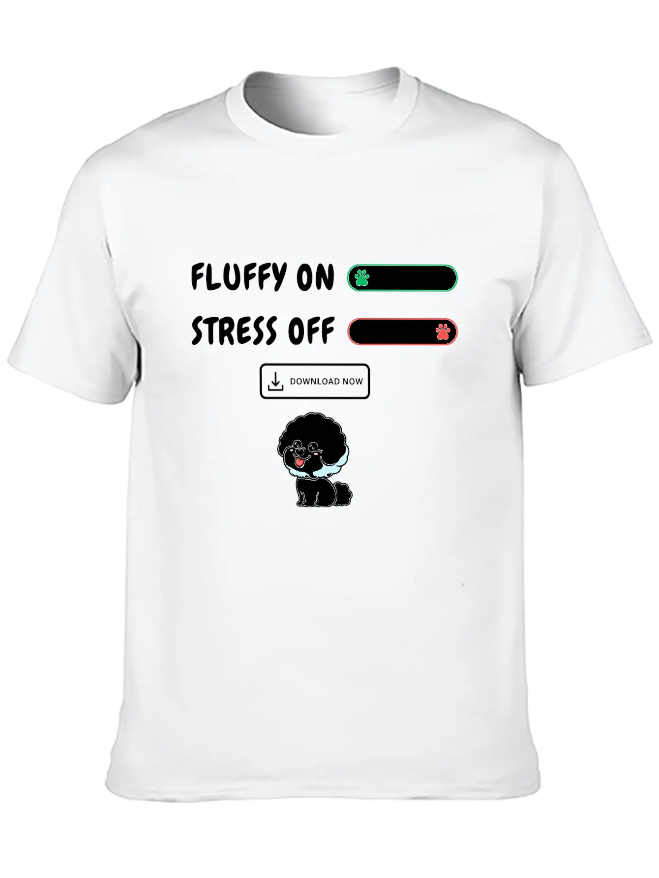 Fluffy On Stress Off Stylish Everyday T-Shirt – Unisex Basic Cotton Tee