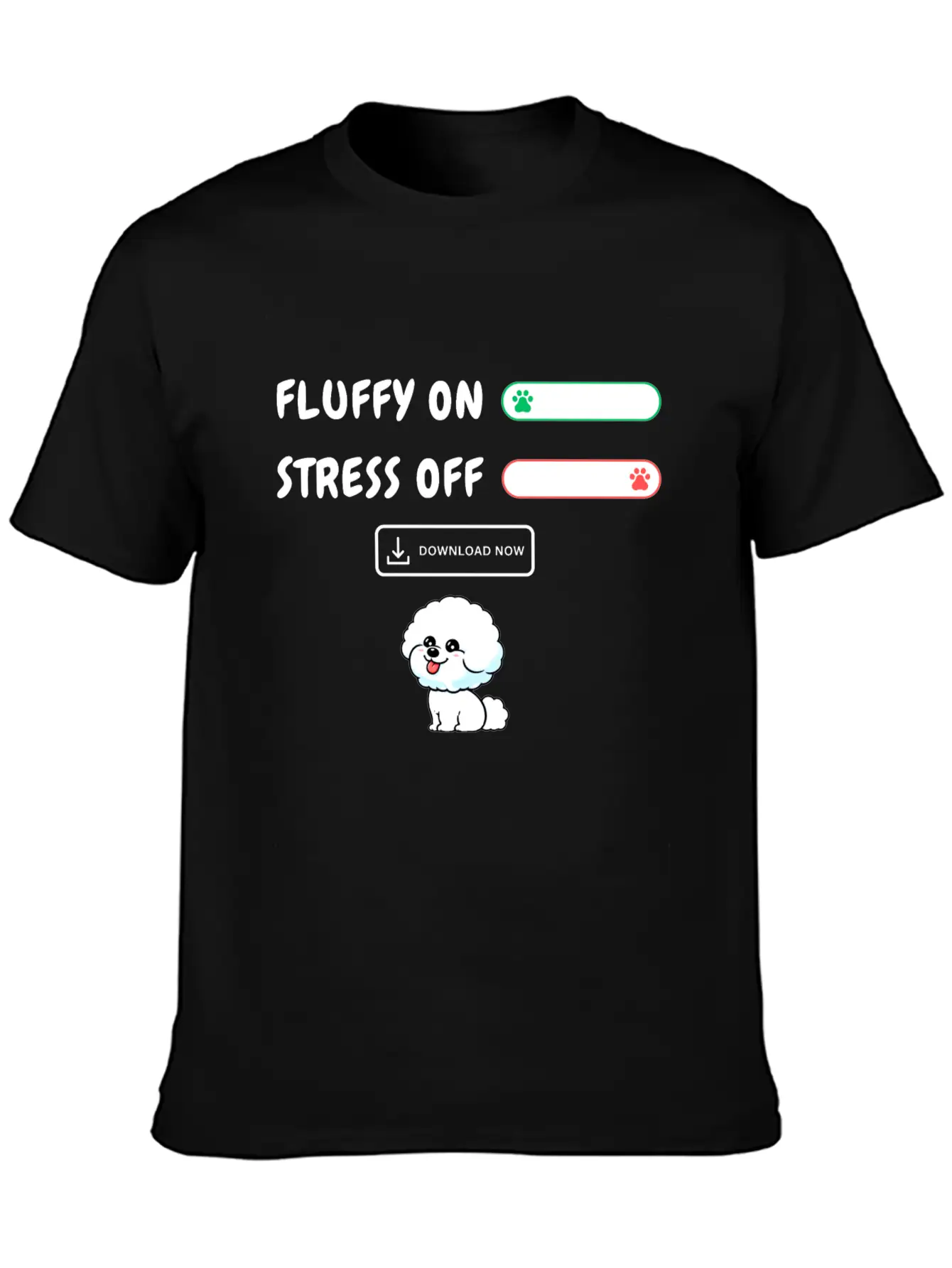 Fluffy On Stress Off Stylish Everyday T-Shirt – Unisex Basic Cotton Tee