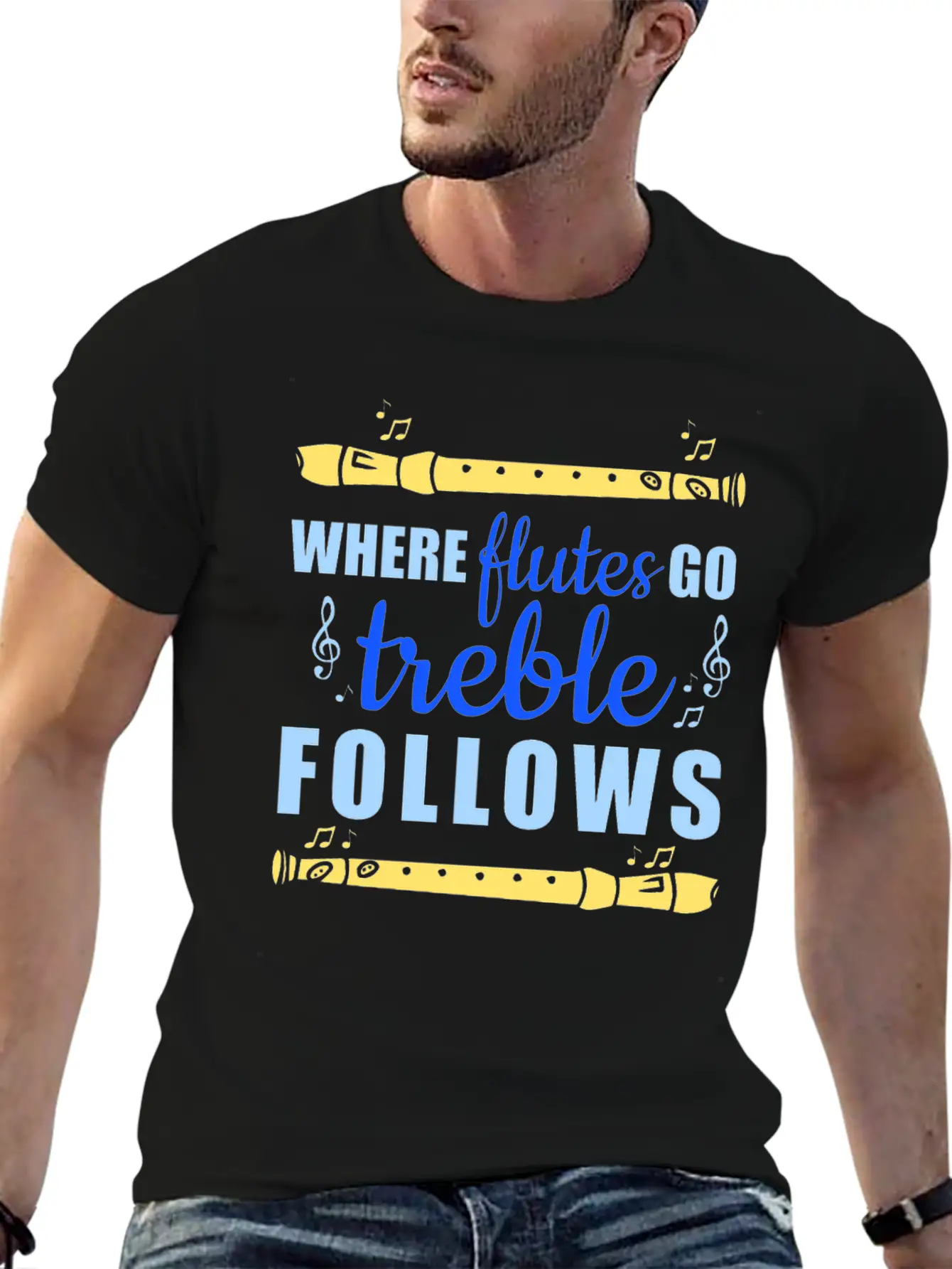 Flute Flutist Musician Music Gift Unisex Short Sleeve Soft Cotton T-Shirt – Casual Everyday Wear