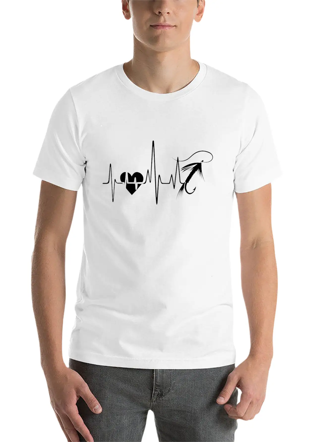 Fly Fishing Heartbeat Shirt Unisex Short Sleeve Soft Cotton T-Shirt – Casual Everyday Wear