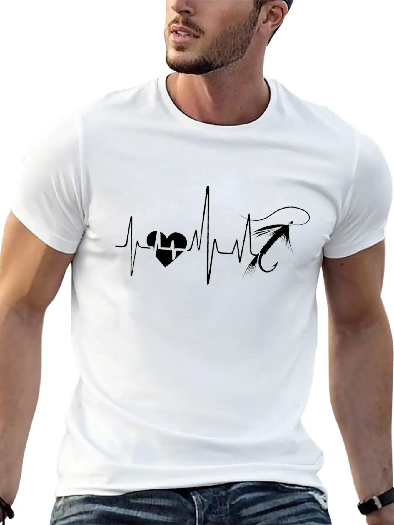 Fly Fishing Heartbeat Shirt Unisex Short Sleeve Soft Cotton T-Shirt – Casual Everyday Wear