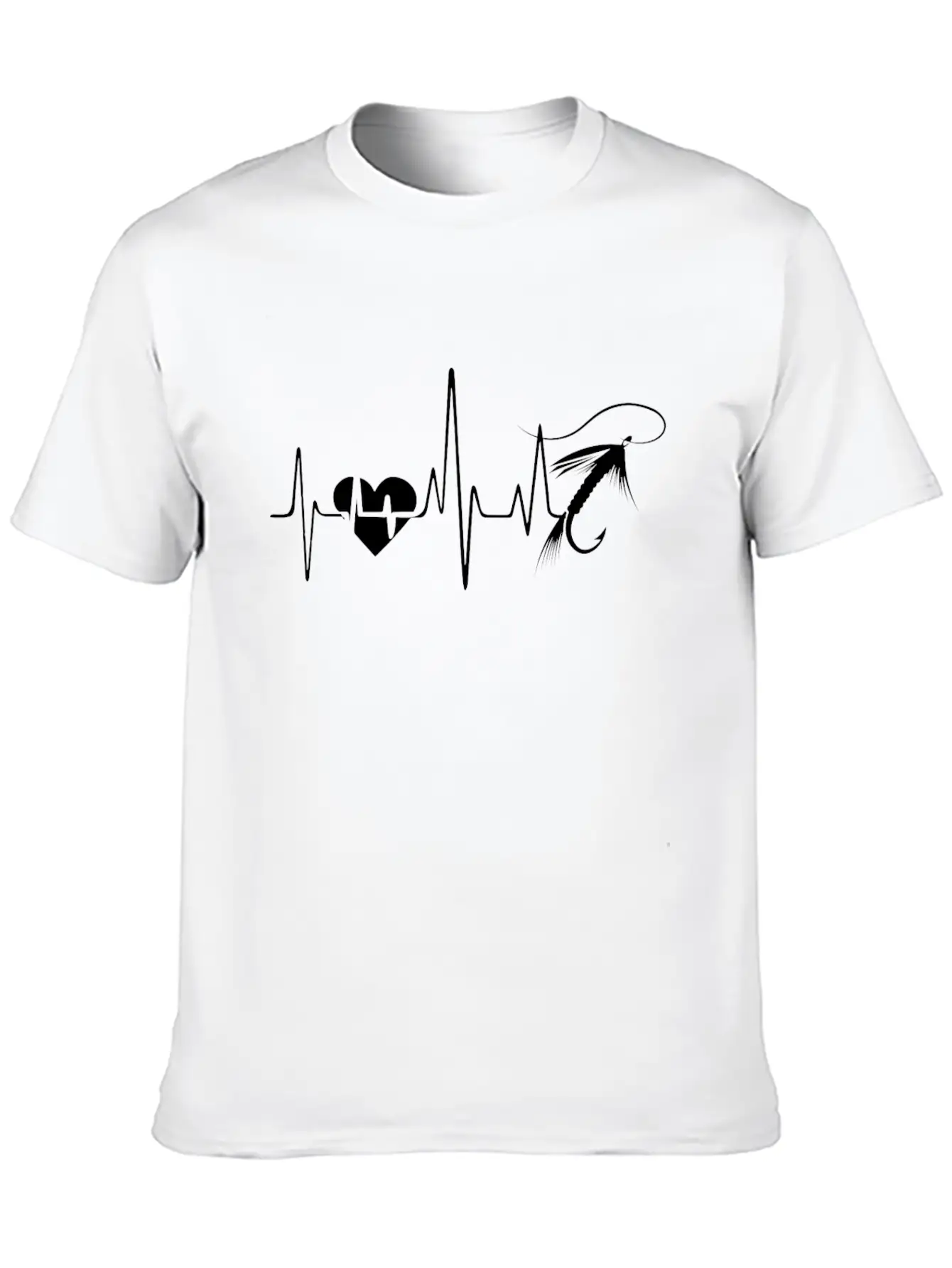 Fly Fishing Heartbeat Shirt Unisex Short Sleeve Soft Cotton T-Shirt – Casual Everyday Wear