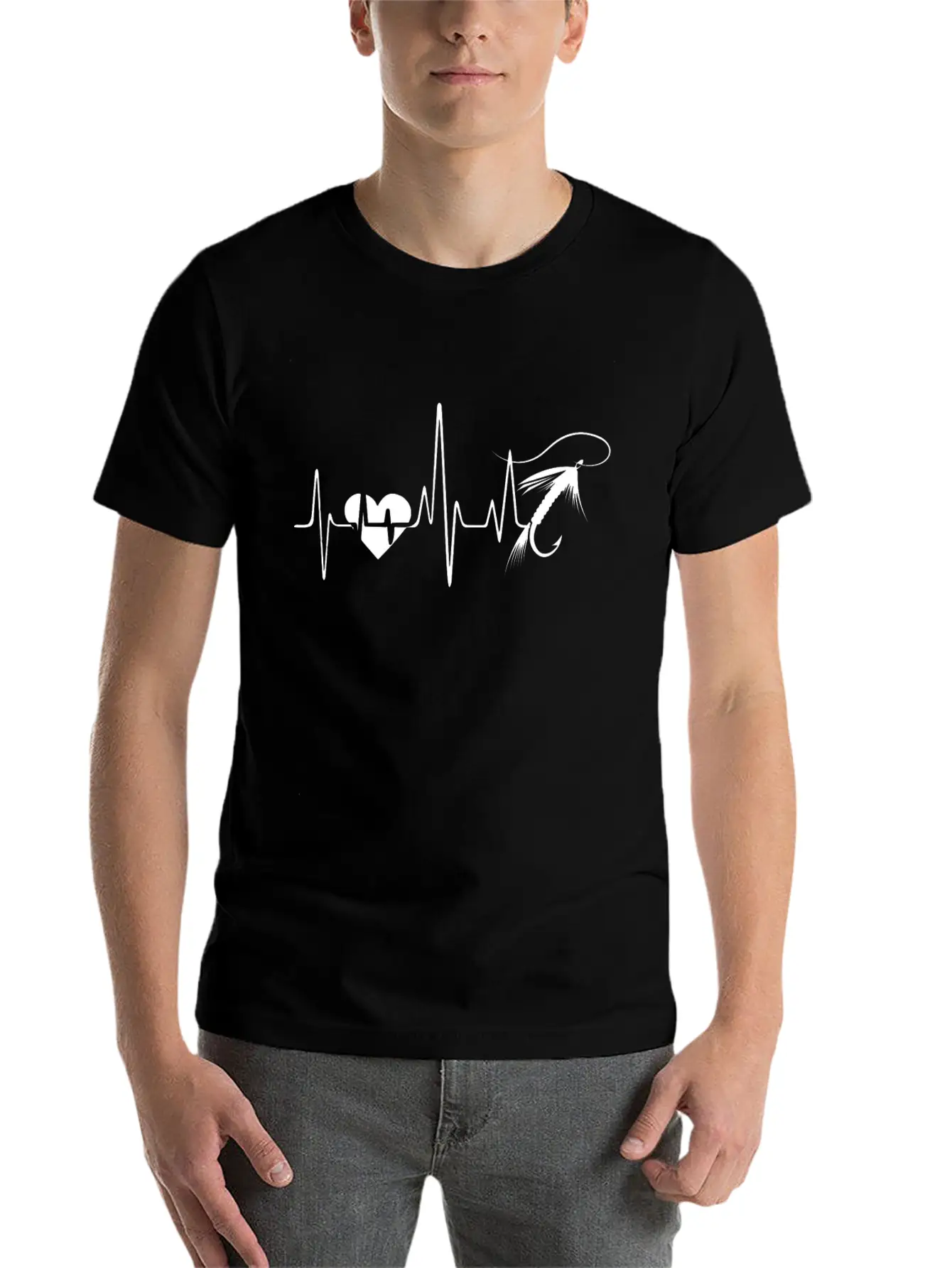 Fly Fishing Heartbeat Shirt Unisex Short Sleeve Soft Cotton T-Shirt – Casual Everyday Wear