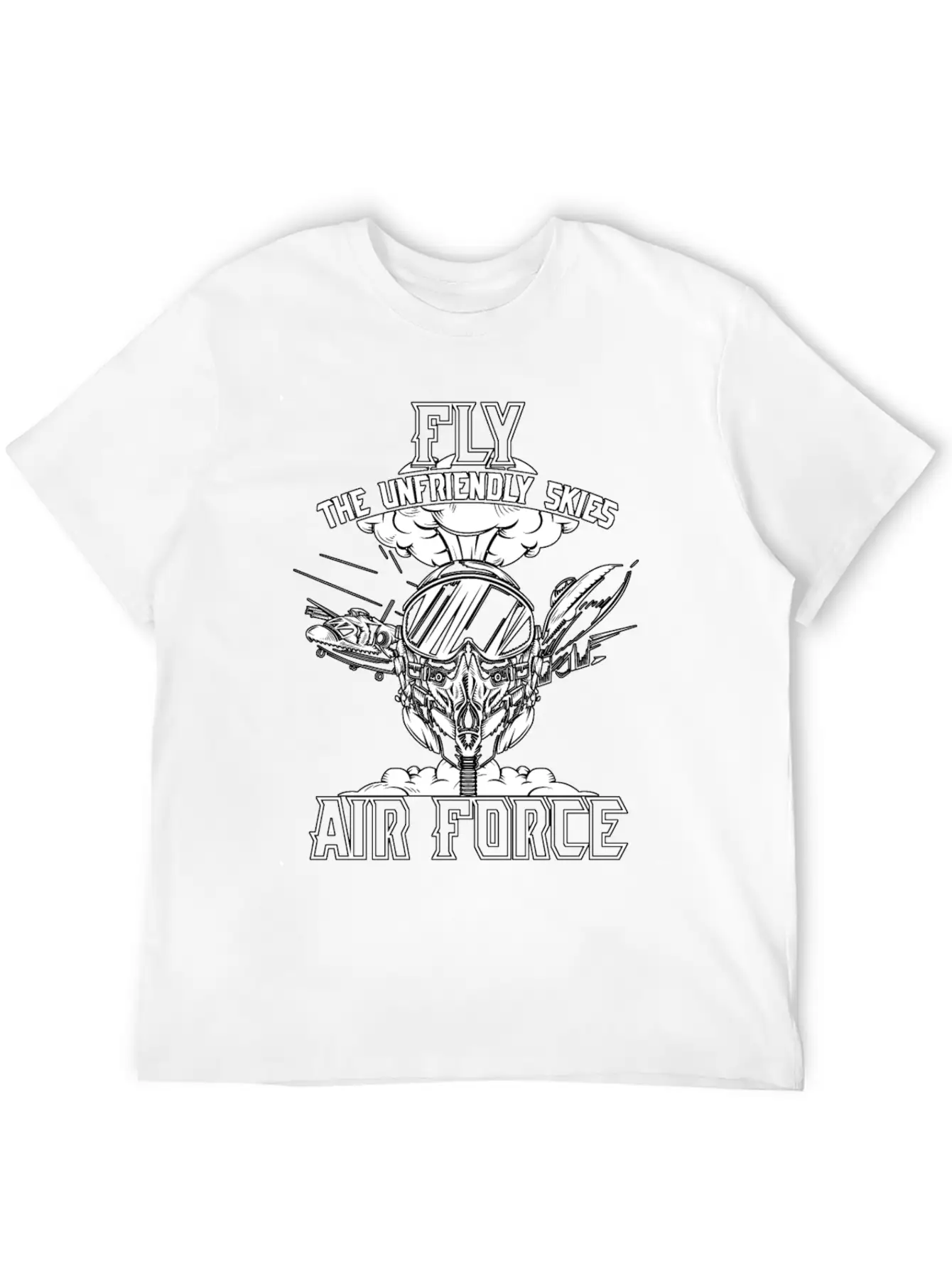 Fly The Unfriendly Skies Air Force Unisex Short Sleeve Soft Cotton T-Shirt – Casual Everyday Wear