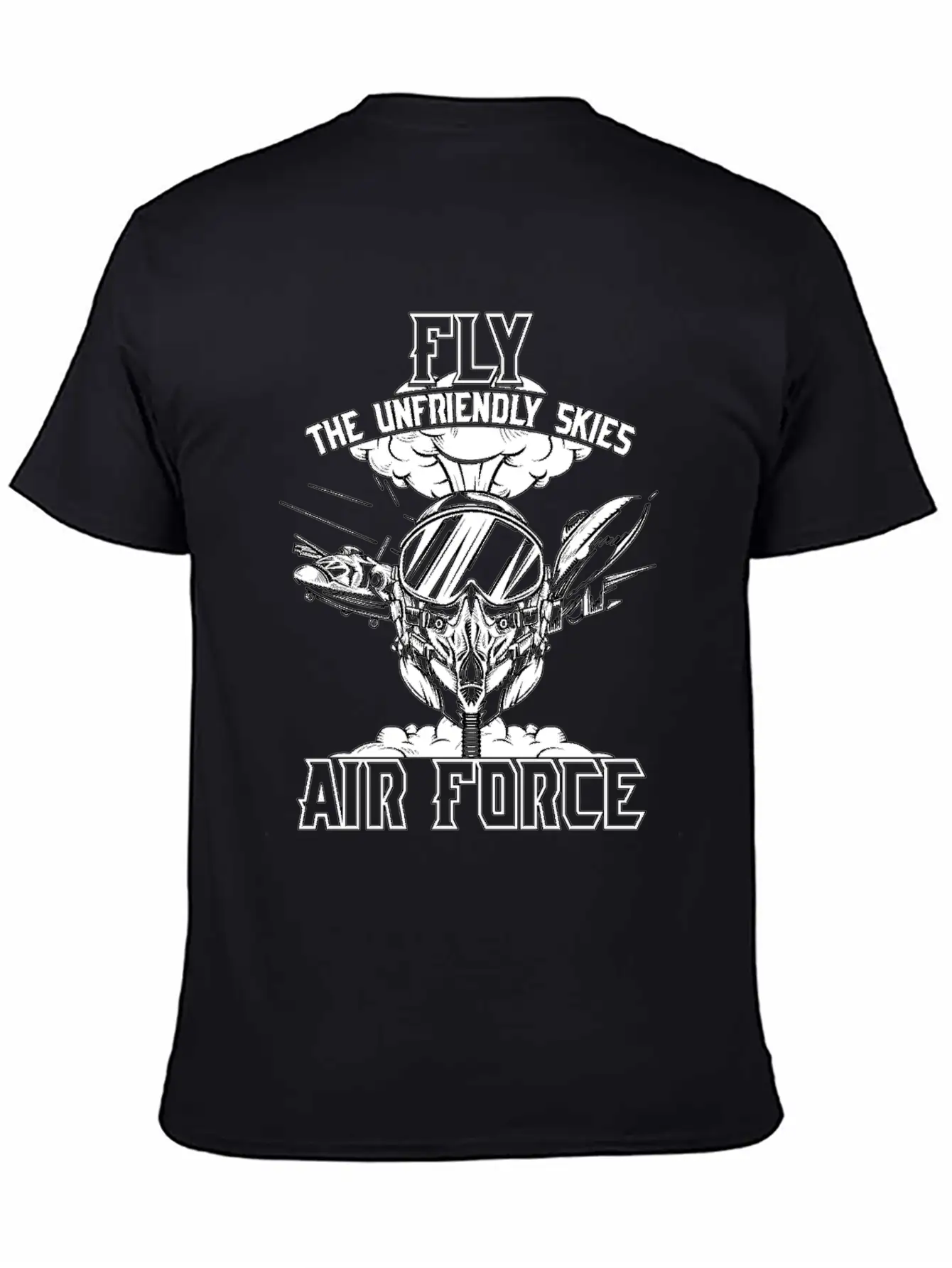Fly The Unfriendly Skies Air Force Unisex Short Sleeve Soft Cotton T-Shirt – Casual Everyday Wear