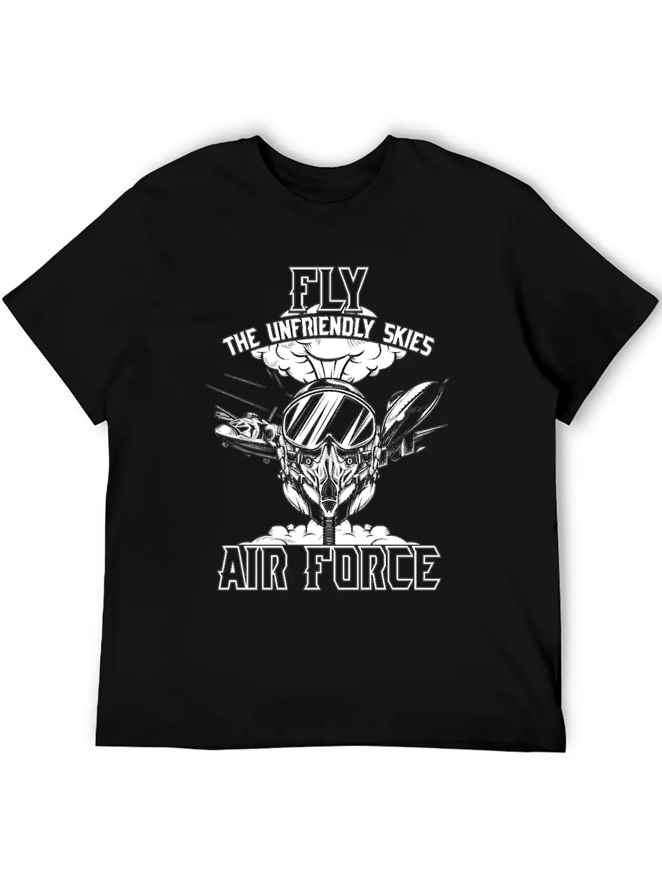 Fly The Unfriendly Skies Air Force Unisex Short Sleeve Soft Cotton T-Shirt – Casual Everyday Wear