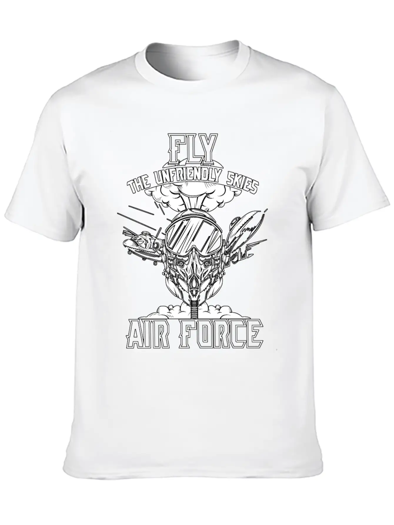 Fly The Unfriendly Skies Air Force Unisex Short Sleeve Soft Cotton T-Shirt – Casual Everyday Wear